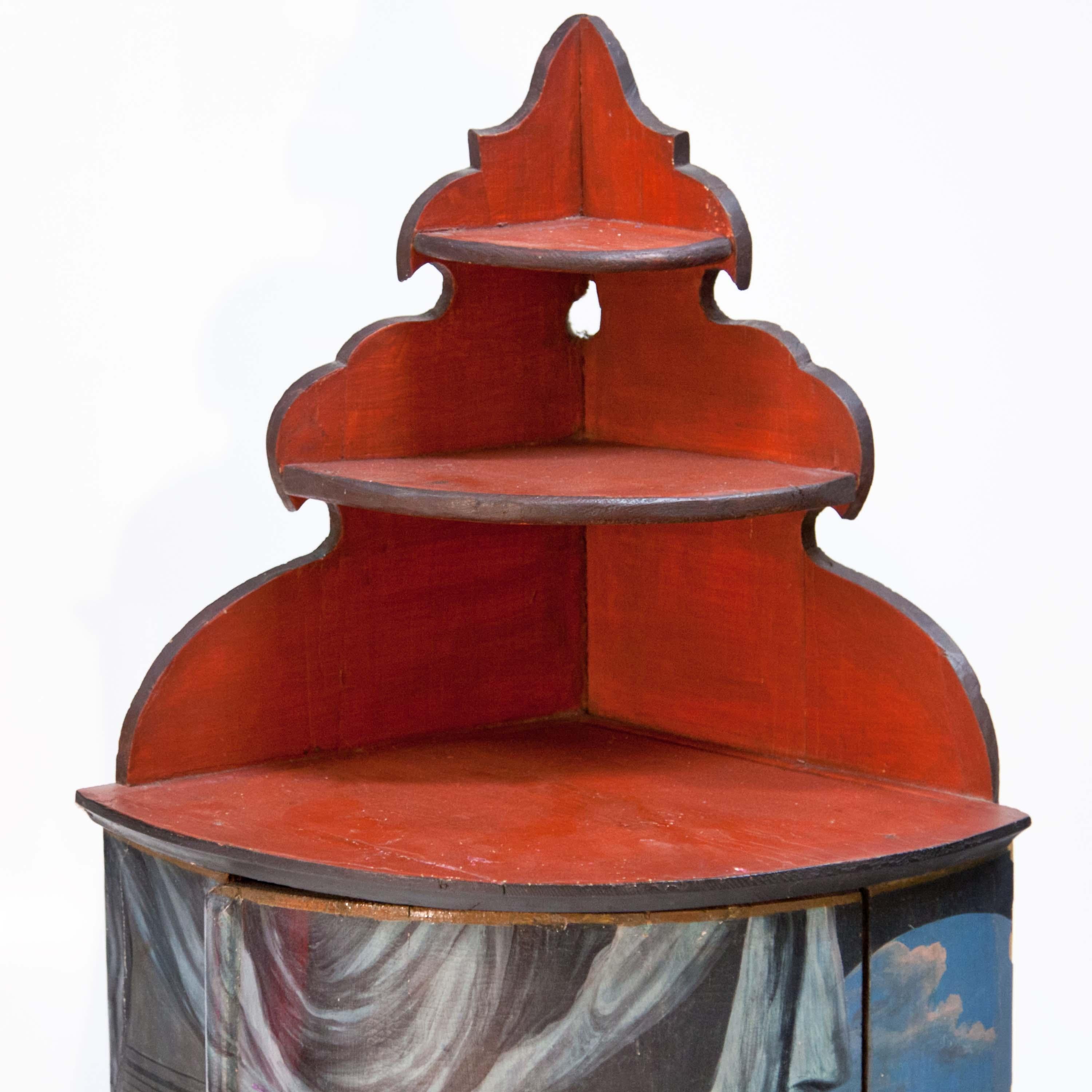 Italian-Style Painted Provincial Corner Cabinet, Late 19th Century 1