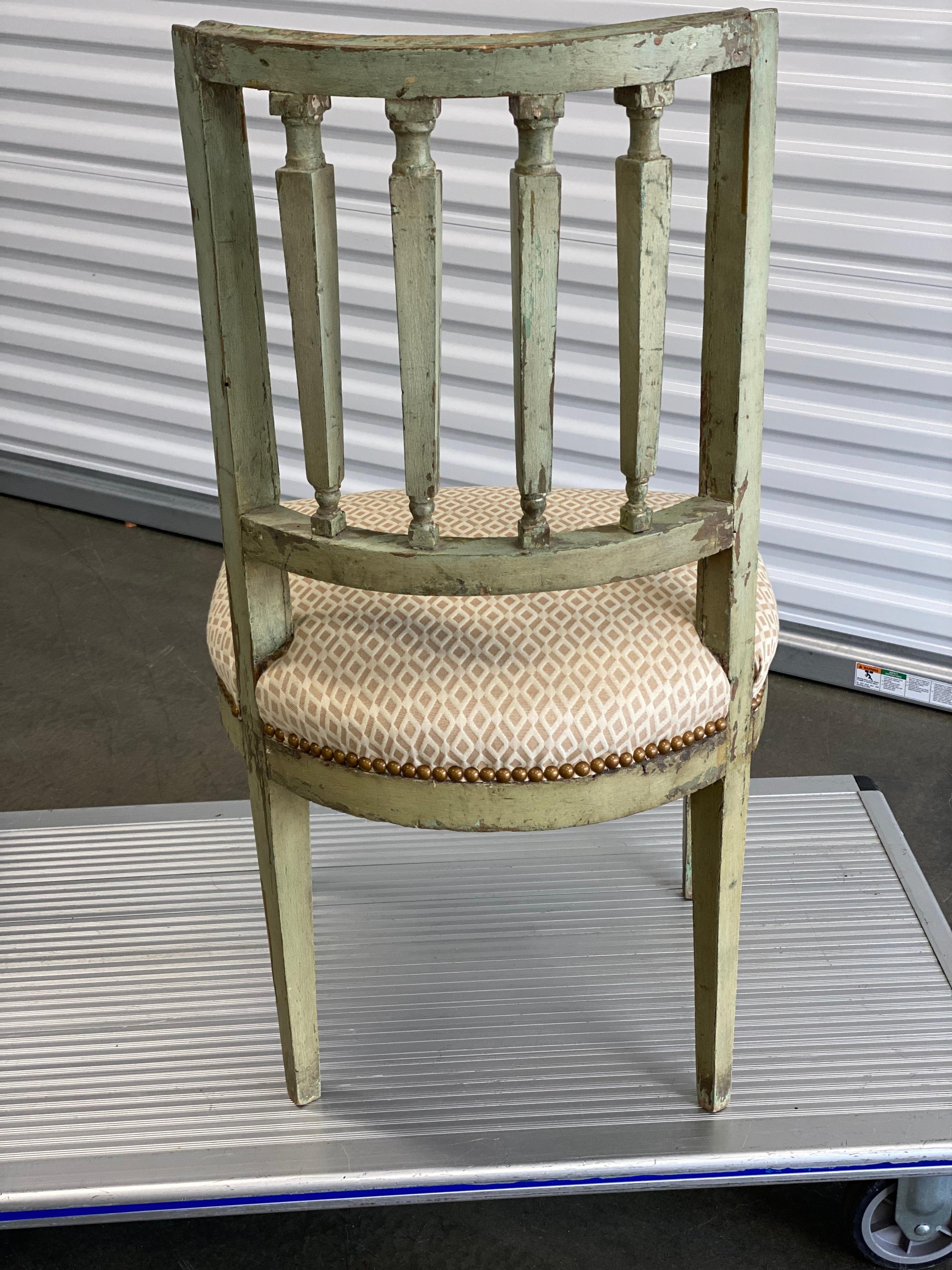 Italian Style Painted Side Chair in Green, 20th Century In Good Condition In Southampton, NY