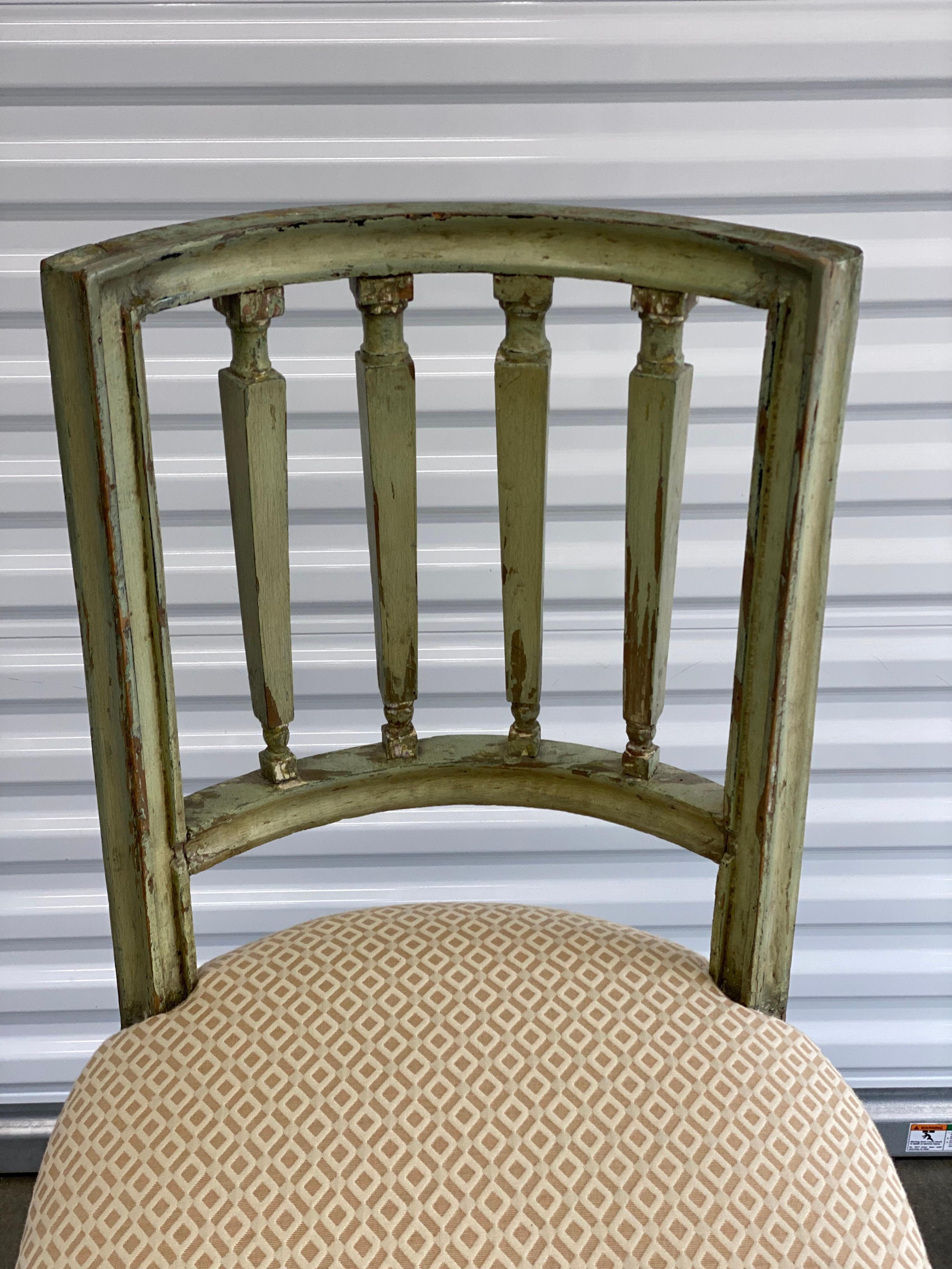 Italian Style Painted Side Chair in Green, 20th Century 2
