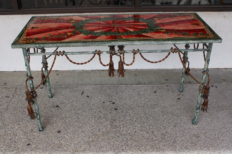 Italian Style Patinated Steel and Polychrome Console Table For Sale at ...
