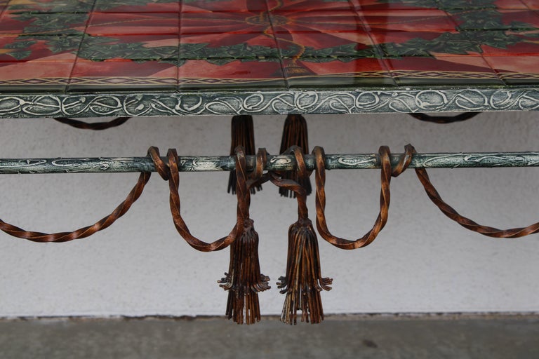 Italian Style Patinated Steel and Polychrome Console Table For Sale at ...