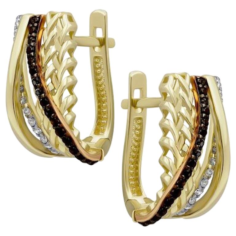 Italian Style Pink Yellow Gold 14 Karat Statement Lever-Back Earrings for Her For Sale