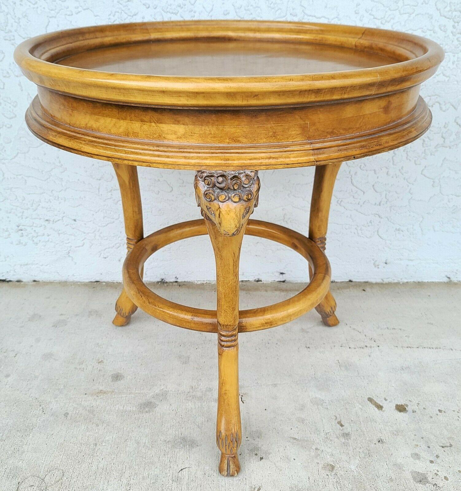 Neoclassical Italian Gueridon Carved Rams Head Side Center Lamp Table For Sale