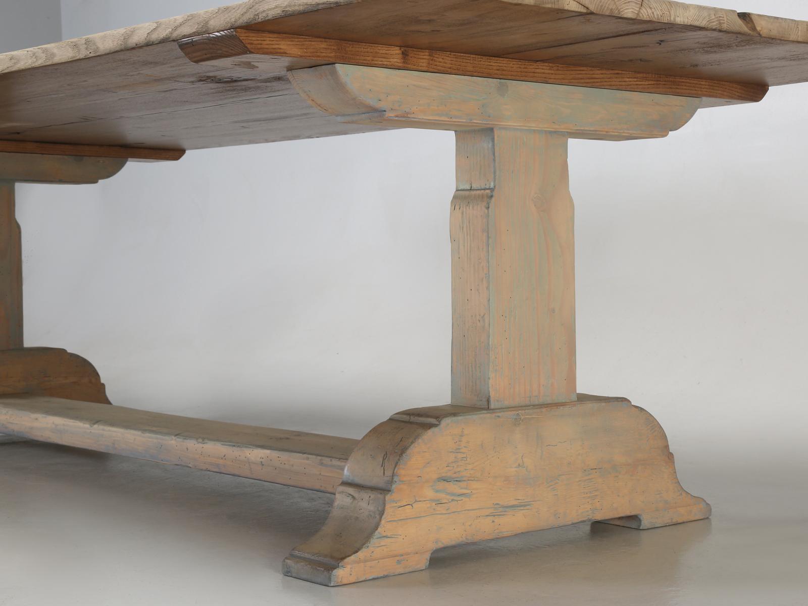Italian Style Reclaimed White Oak Trestle Dining Table Available Any Dimension For Sale 1