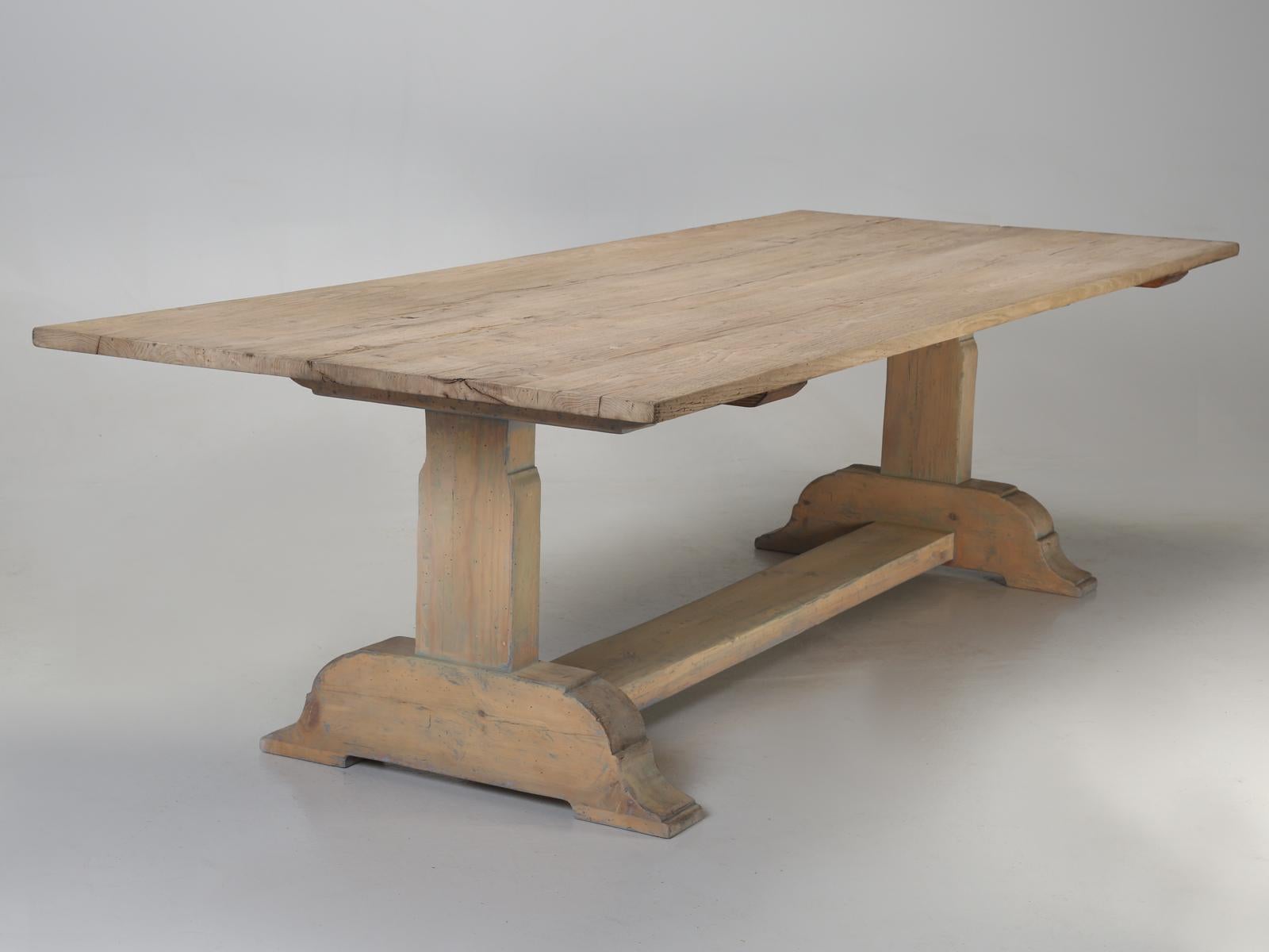 Italian Style Reclaimed White Oak Trestle Dining Table Available Any Dimension For Sale 4