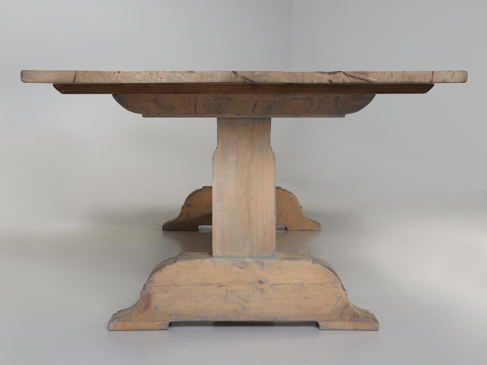 Italian Style Reclaimed White Oak Trestle Dining Table Available Any Dimension For Sale 5