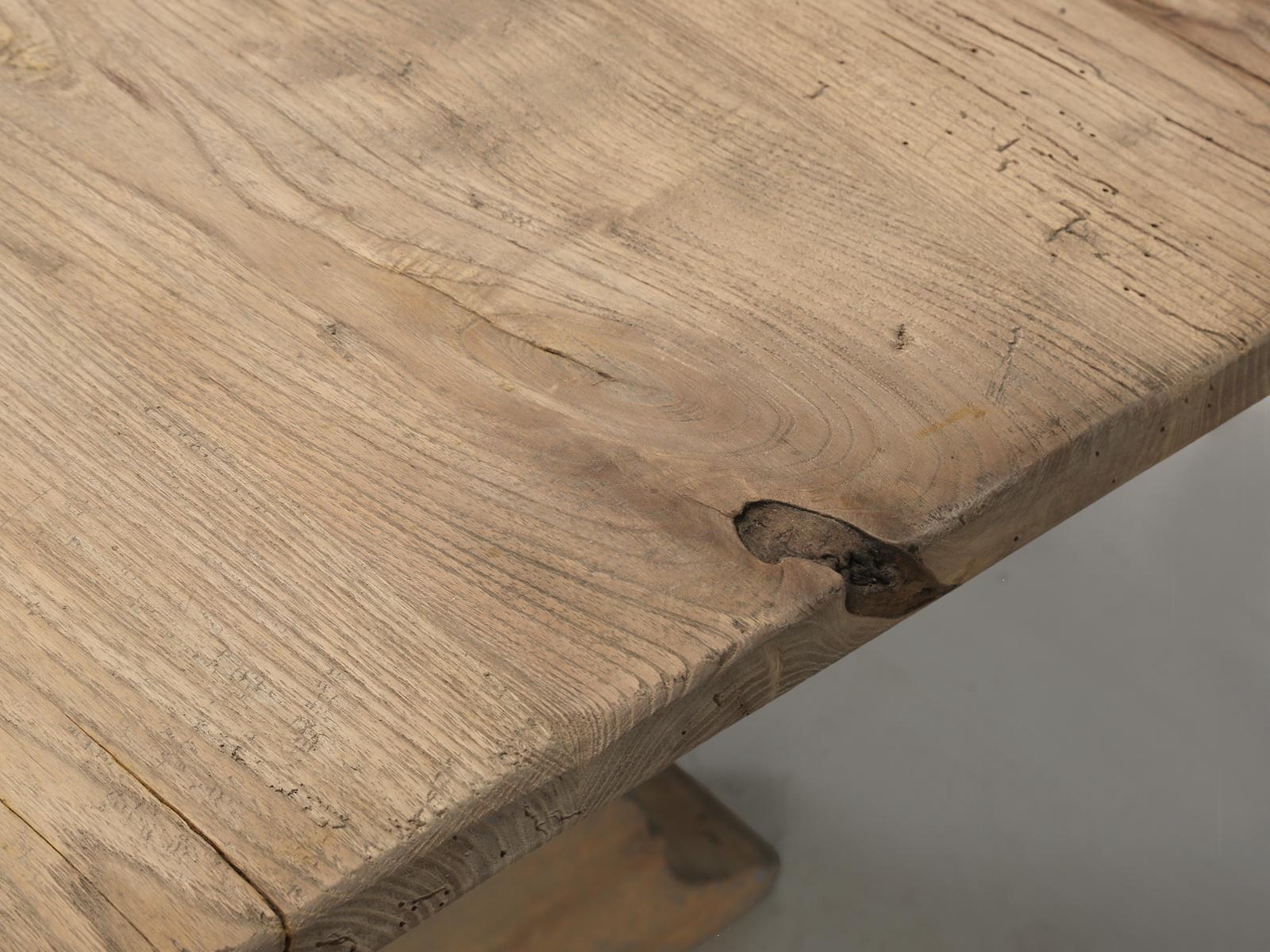 Country Italian Style Reclaimed White Oak Trestle Dining Table Available Any Dimension For Sale