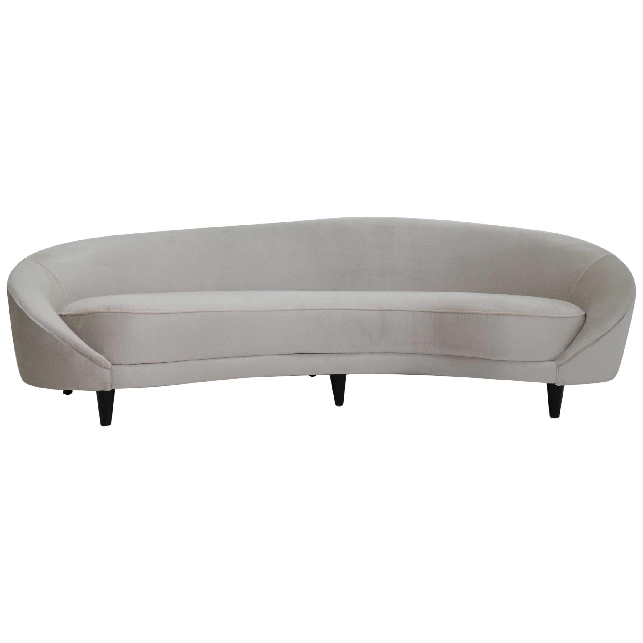 Italian Style Serpentine Sofa in Holly Hunt Silk and Camel Hair