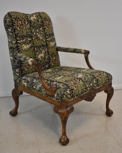 Italian Style Sherrill Furniture Carved Armchair with Tapestry Upholstery