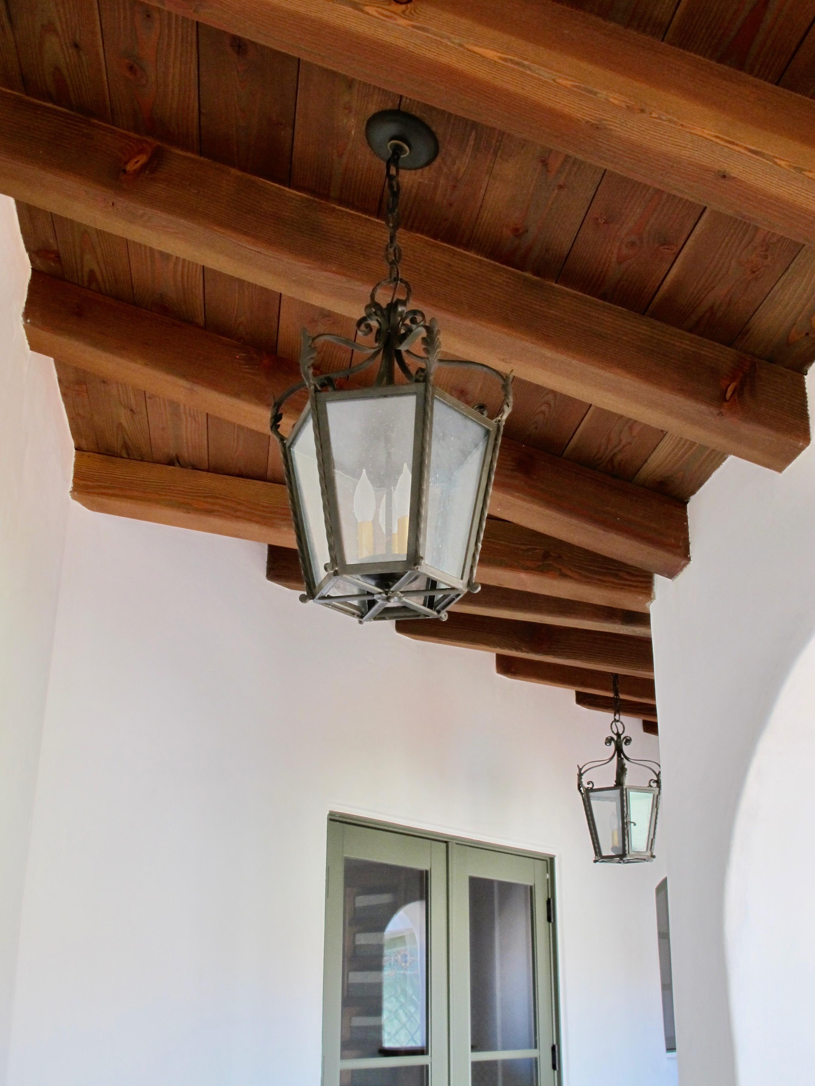 Forged Italian Style Small Exterior Lantern For Sale