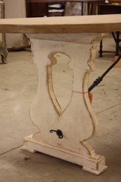 Italian Style Solid Painted Pine Console Tables with Iron Stretcher