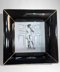 Italian Style White Porcelain Valet Tray Ashtray With Decorative Motifs 24K Gold