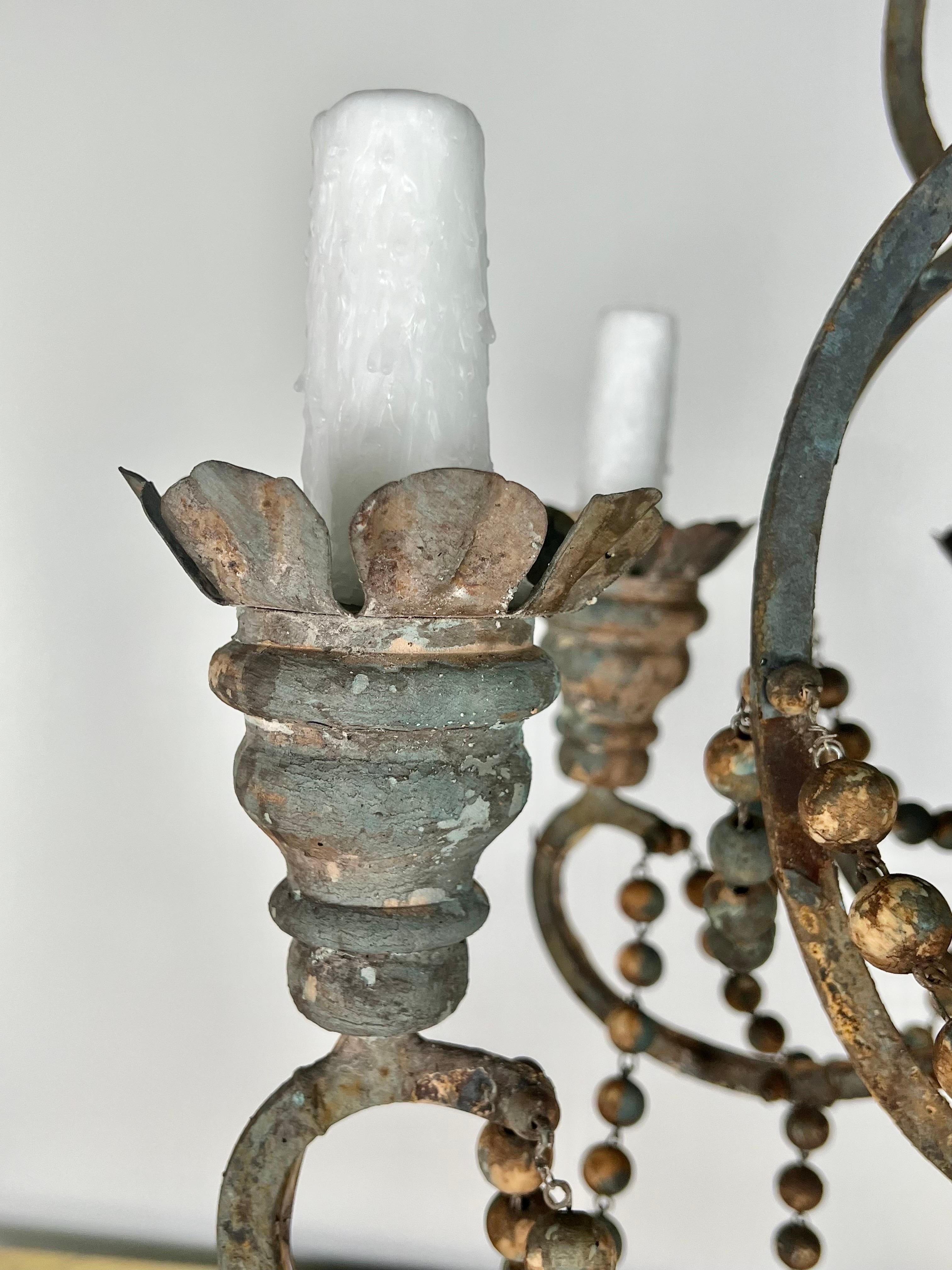 Amalfi Wood and Iron Chandelier with Wood Drops By Miamar Home For Sale 2