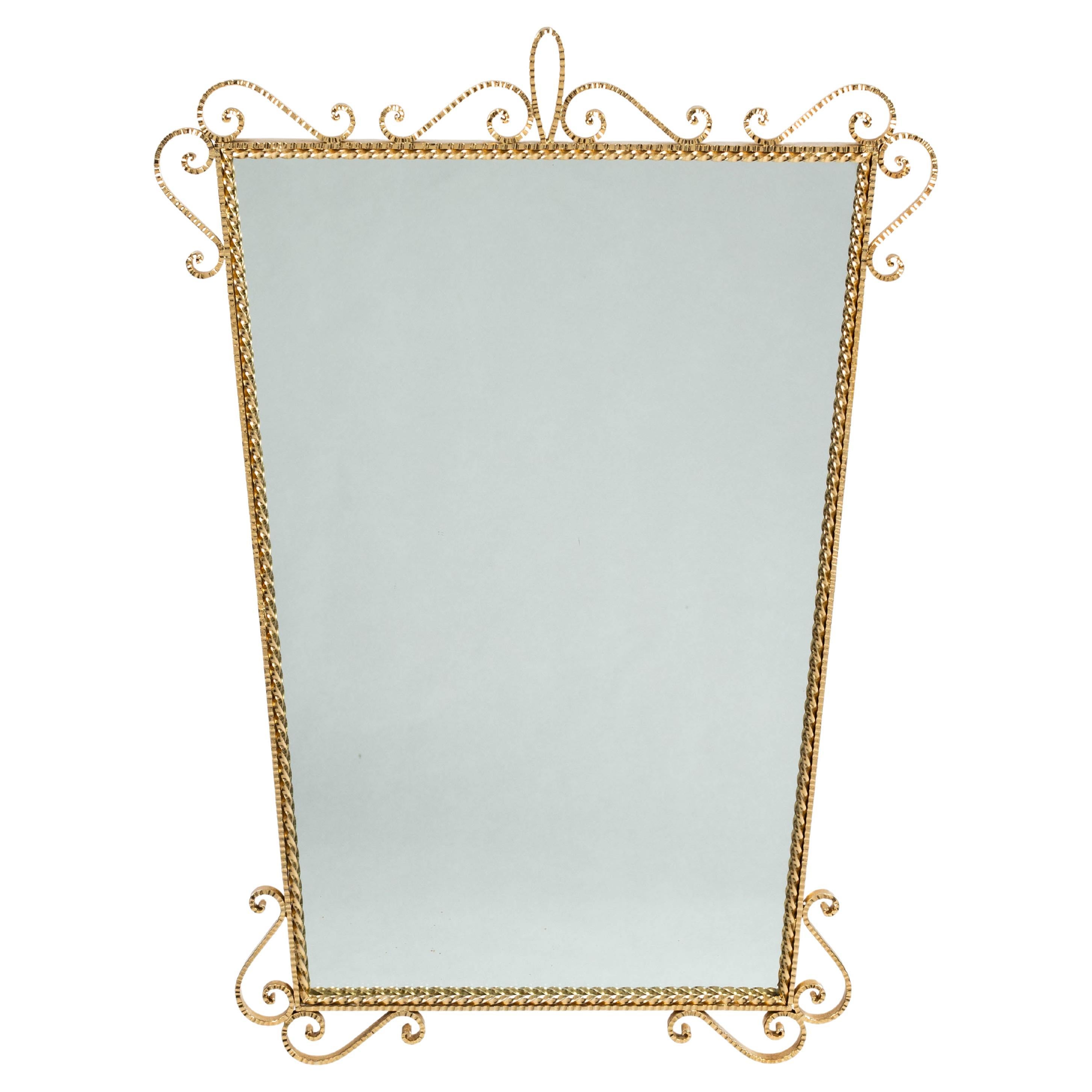 Miroir italien stylisé conique du milieu du siècle en fer doré par Luigi Colli années 1950 en vente