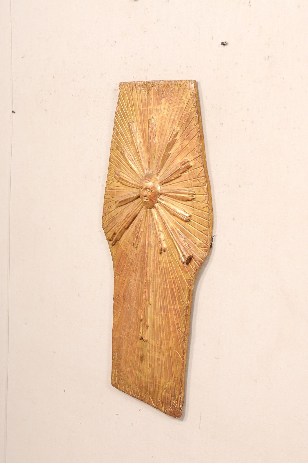 Italian Sun in Splendor Carved-Wood Wall Plaque w/Original Finish, 19th Century For Sale 5