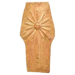 Italian Sun in Splendor Carved-Wood Wall Plaque w/Original Finish, 19th Century