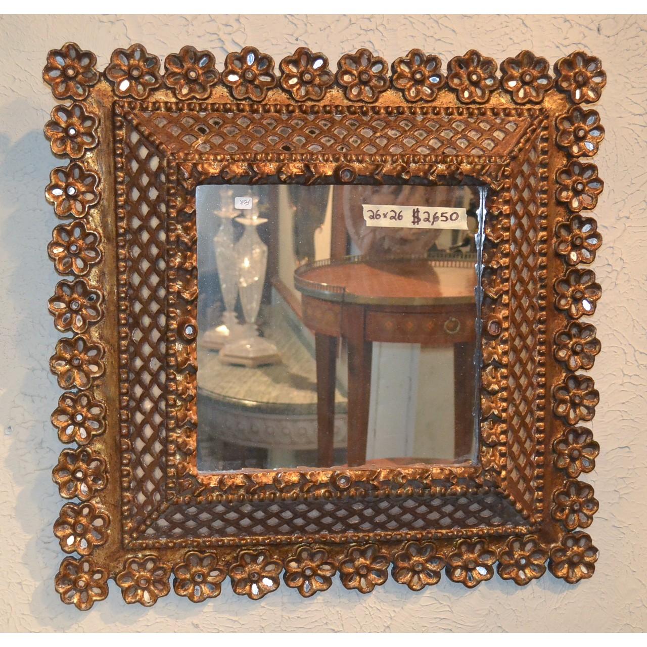 Hollywood Regency Italian Sunburst Cushion Mirror, circa 1940