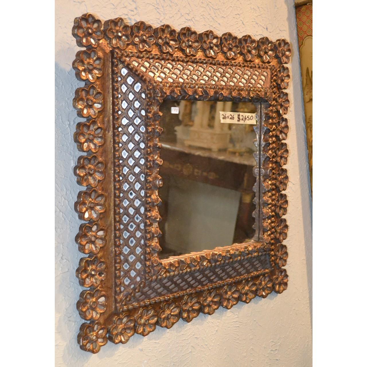 Inlay Italian Sunburst Cushion Mirror, circa 1940