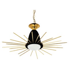Lights encastrées italiennes en laiton et métal noir, années 1950