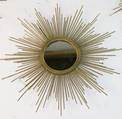 Italienischer vergoldeter Metallspiegel mit Sonnenschliff (vier Stück erhältlich)