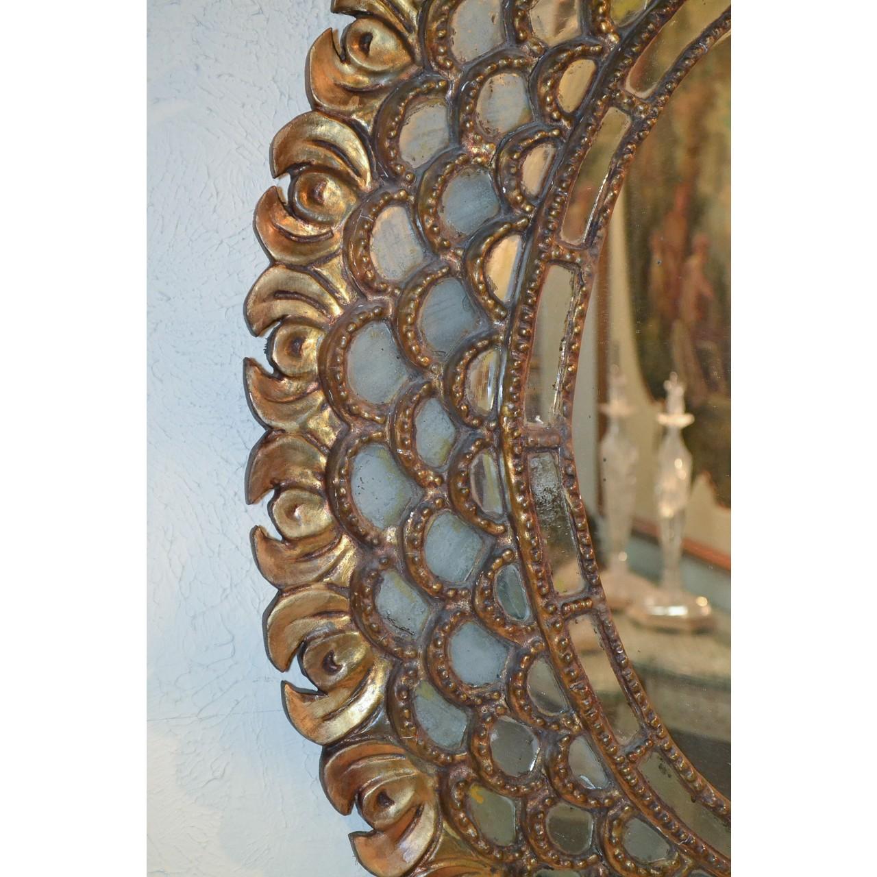 Hollywood Regency Italian Sunburst Inlaid Mirror, circa 1940