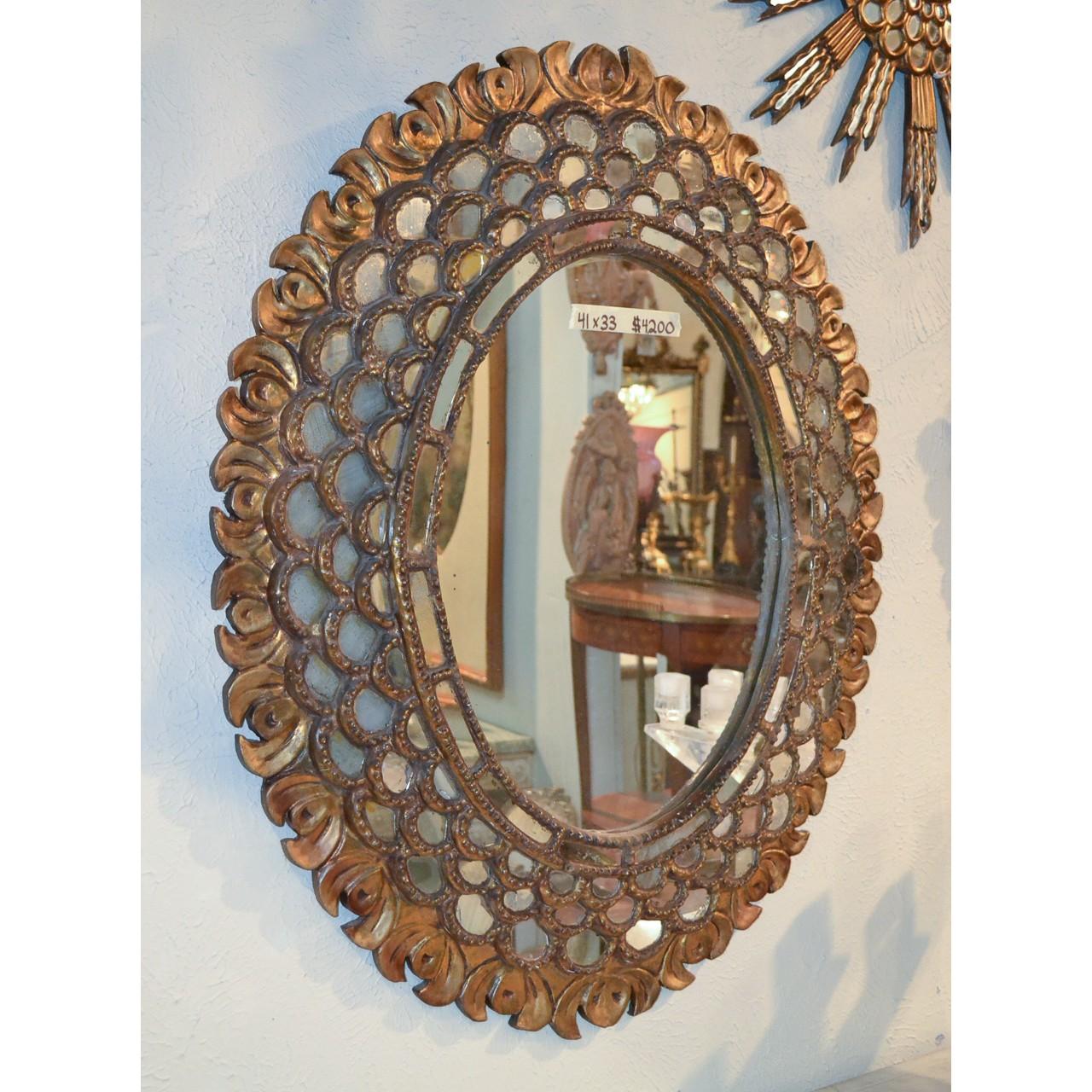Italian Sunburst Inlaid Mirror, circa 1940 In Good Condition In Dallas, TX