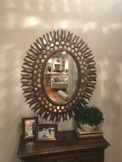 Vintage Italian Sunburst Inlaid Mirror, circa 1940. Special Order. 