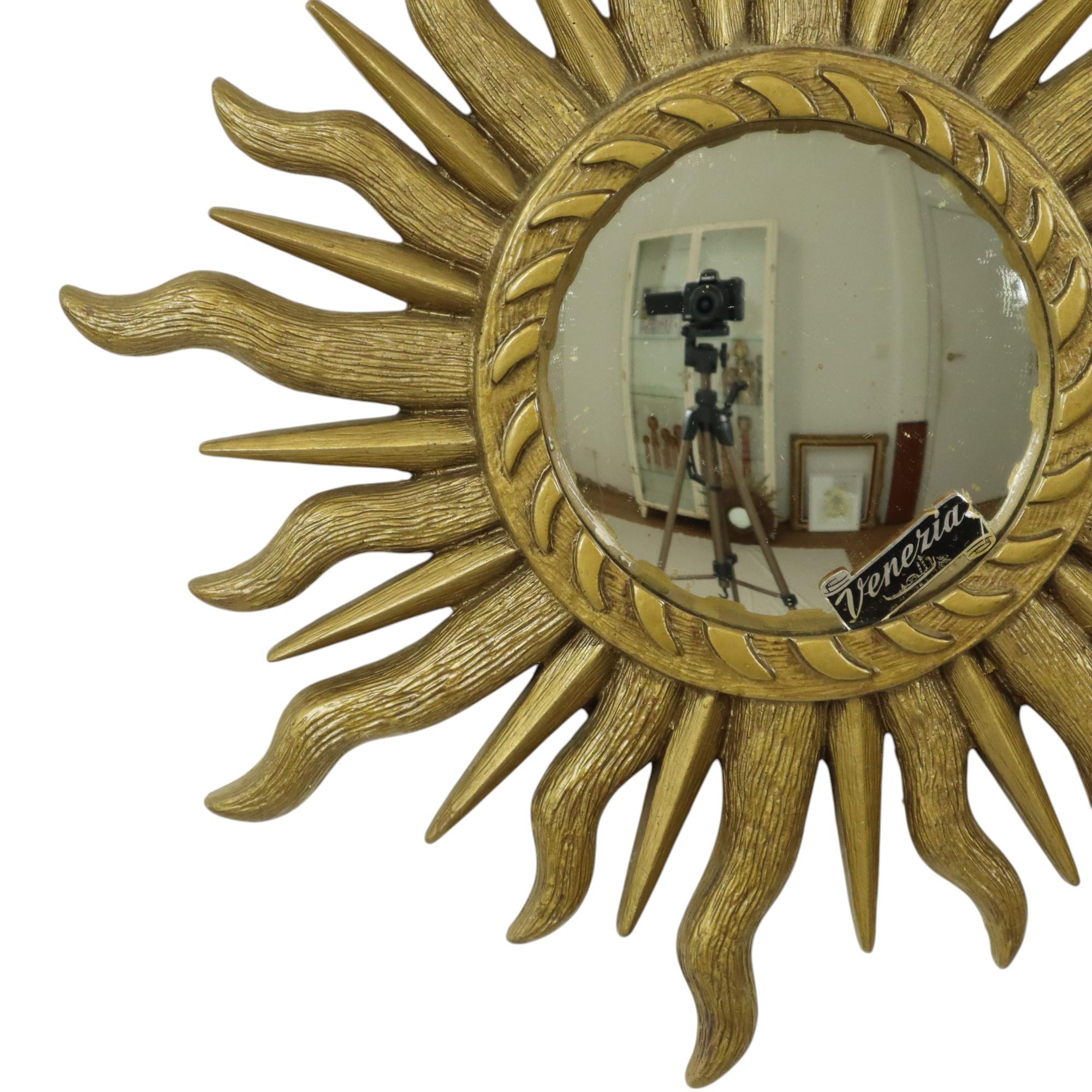 Italienischer Sonnenspiegel Venezia-Sonnenspiegel mit Sonnenschliff, Gold 42cm (Hollywood Regency) im Angebot