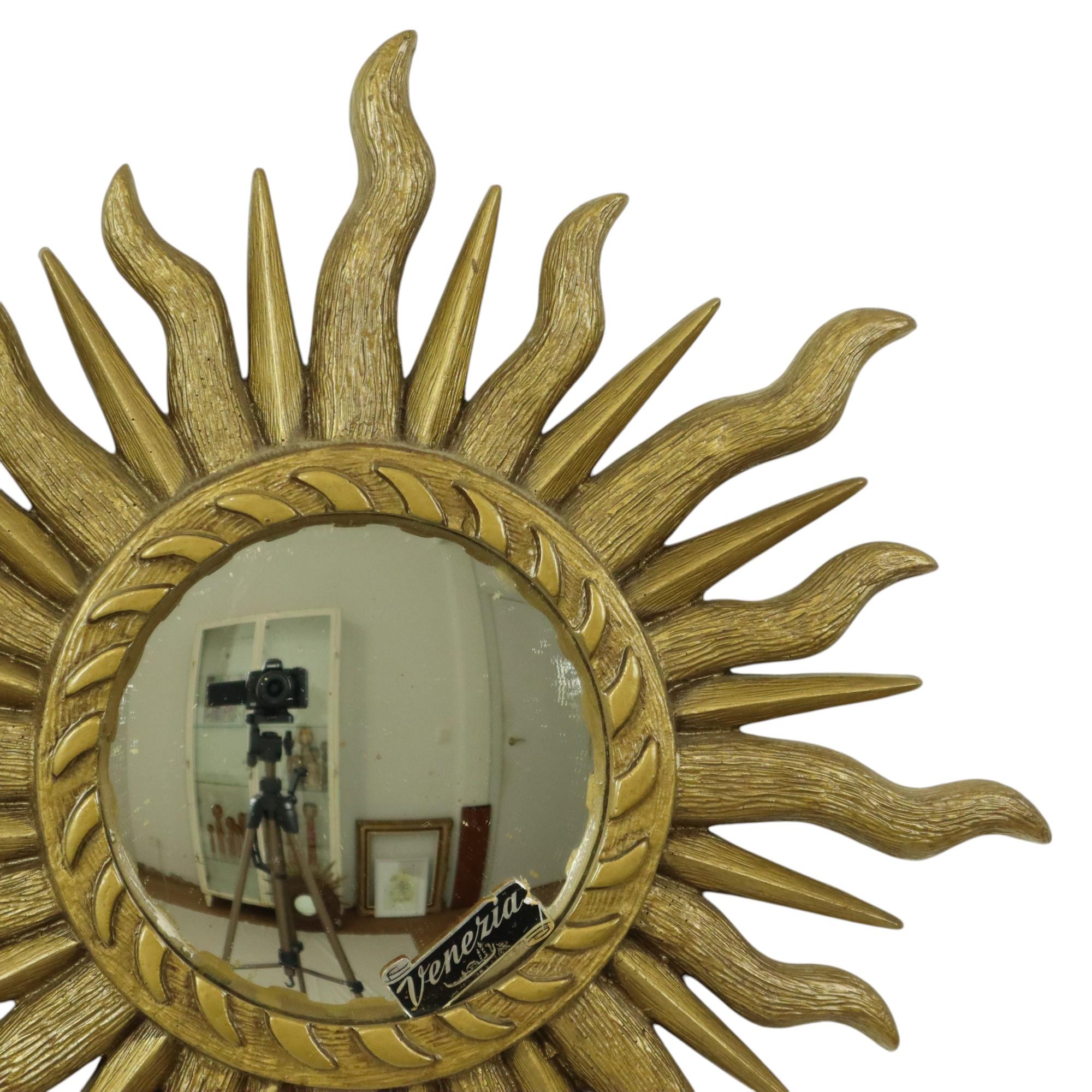 Italienischer Sonnenspiegel Venezia-Sonnenspiegel mit Sonnenschliff, Gold 42cm im Zustand „Gut“ im Angebot in Poperinge, BE