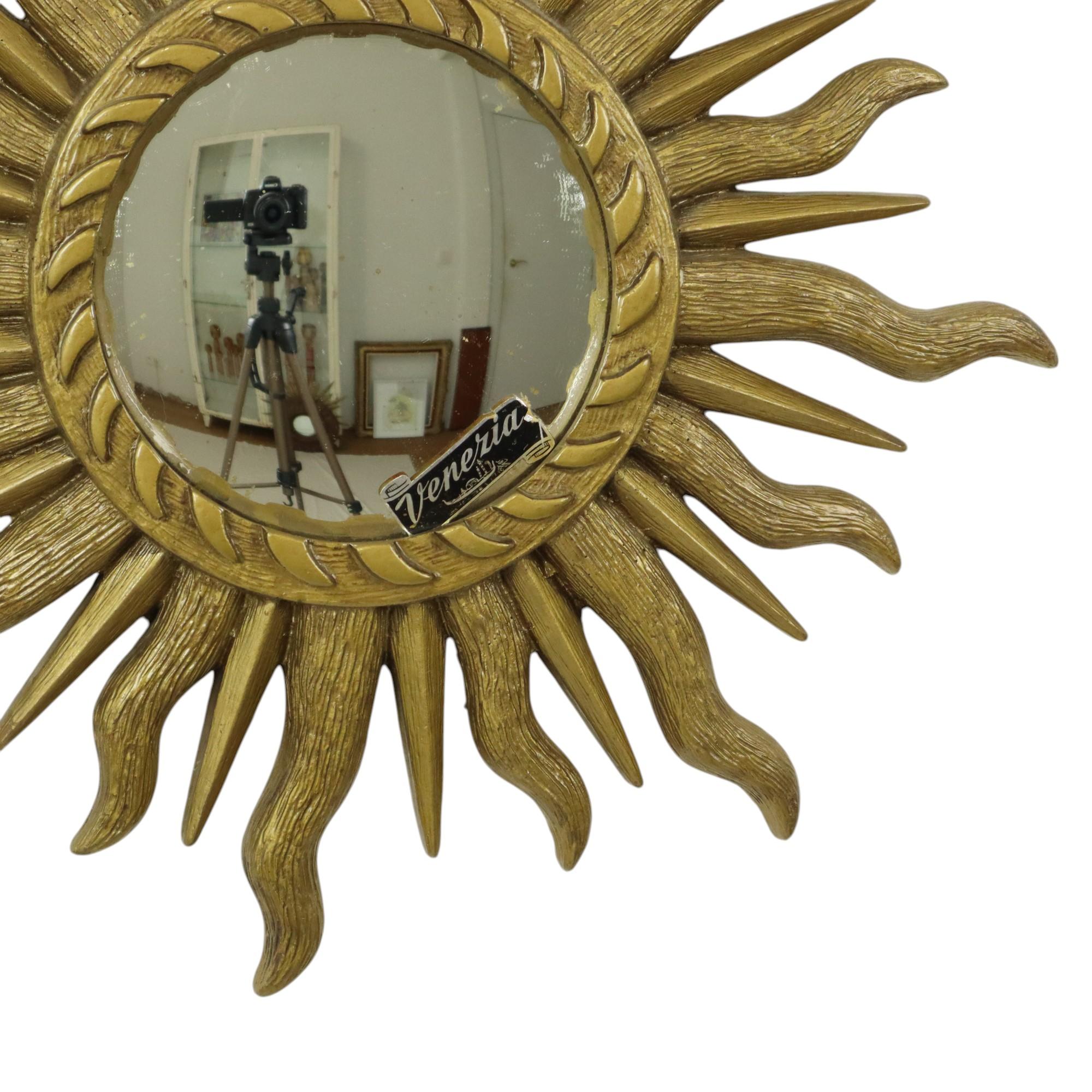 Italienischer Sonnenspiegel Venezia-Sonnenspiegel mit Sonnenschliff, Gold 42cm (20. Jahrhundert) im Angebot