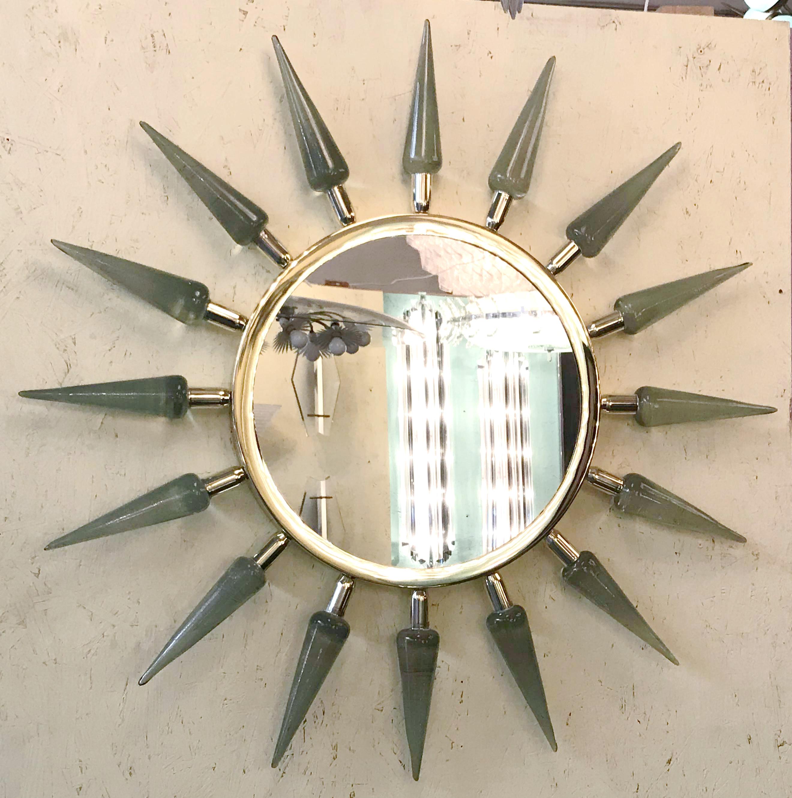 Mid-Century Modern Italian Sunburst Murano Glass Mirror