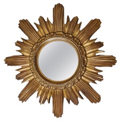 Italian Sunburst Starburst Wall Mirror Gilded Plastic, circa 1970s