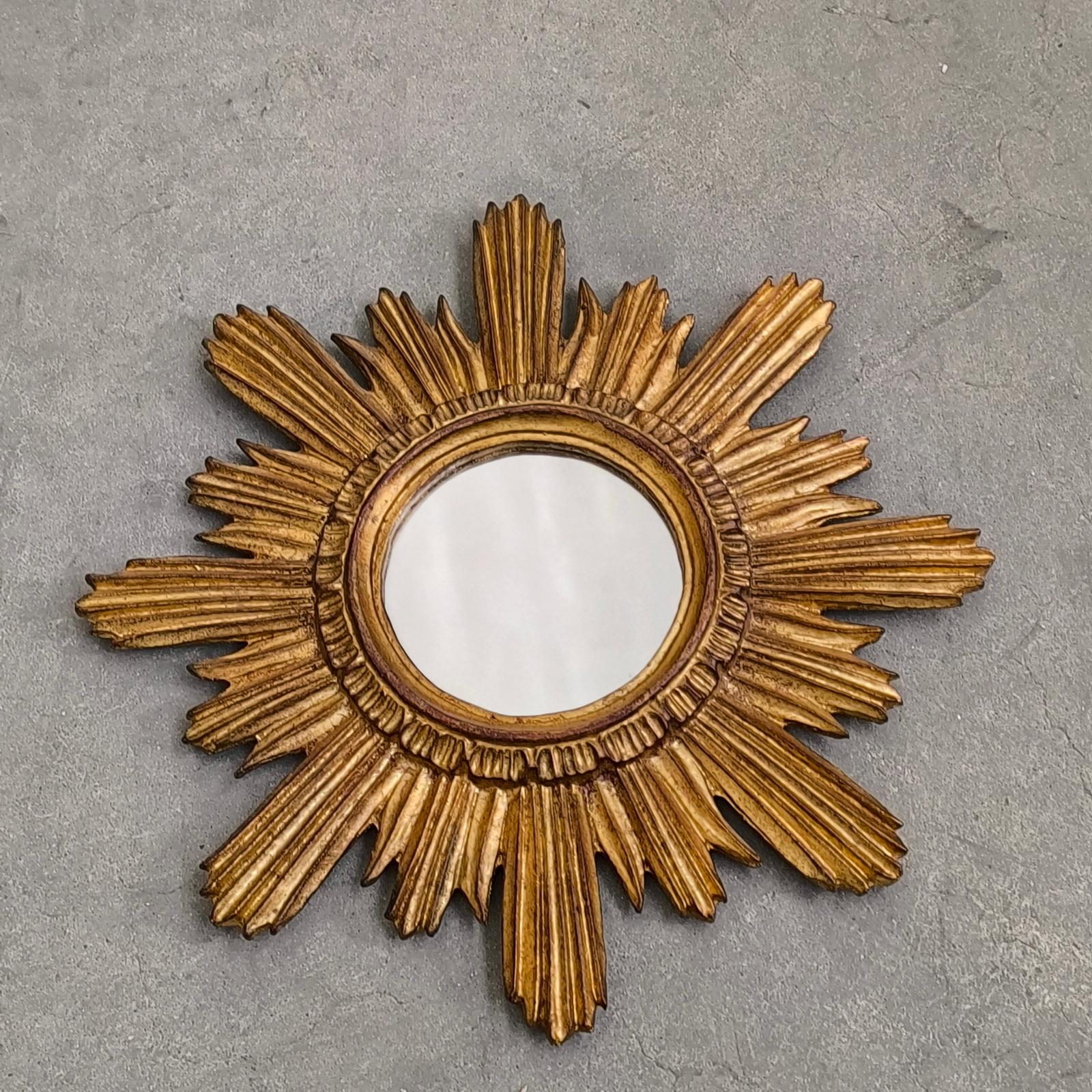 Espejo de pared italiano con marco dorado, hacia 1970 en Bueno estado para la venta en Bochum, NRW
