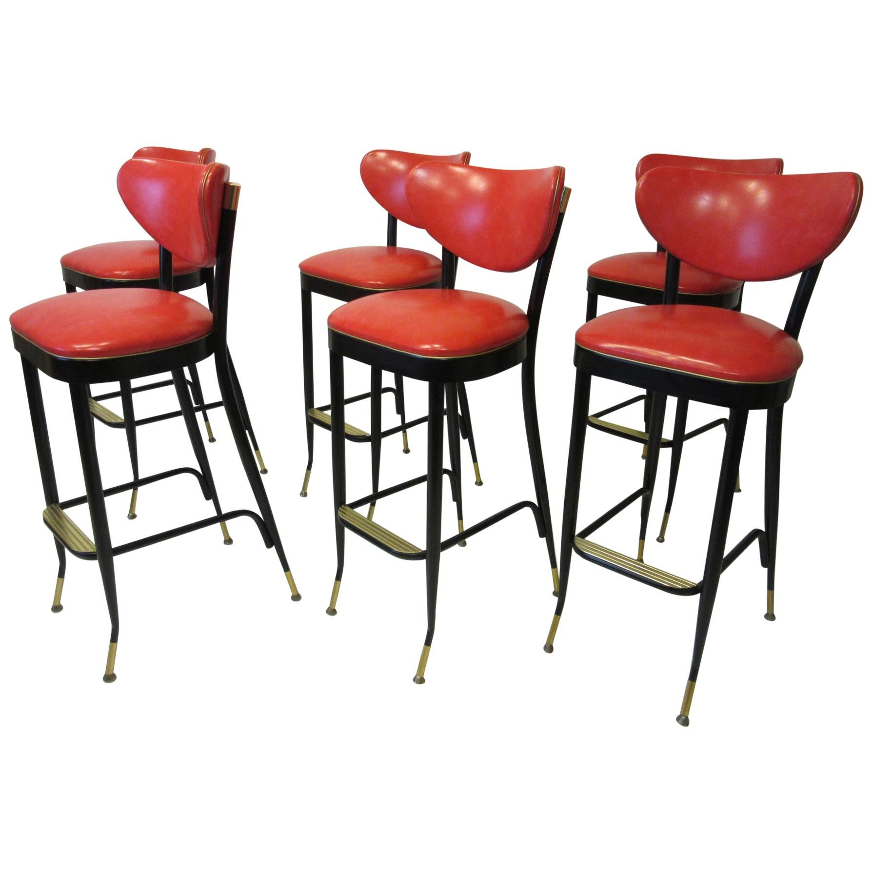 Italian Superleggera Styled Bar / Kitchen Stools in the Manner of Gio Ponti