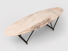 Italian Surfboard Marble Coffee Table, 1950s