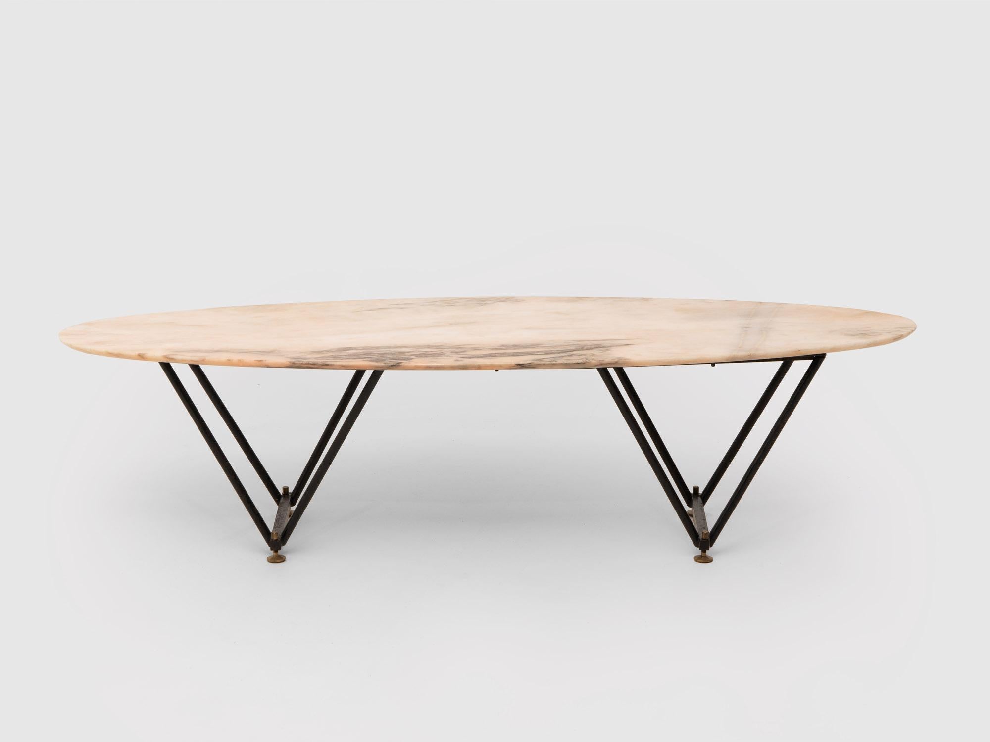 Mid-Century Modern Italian Surfboard Marble Coffee Table, 1950s