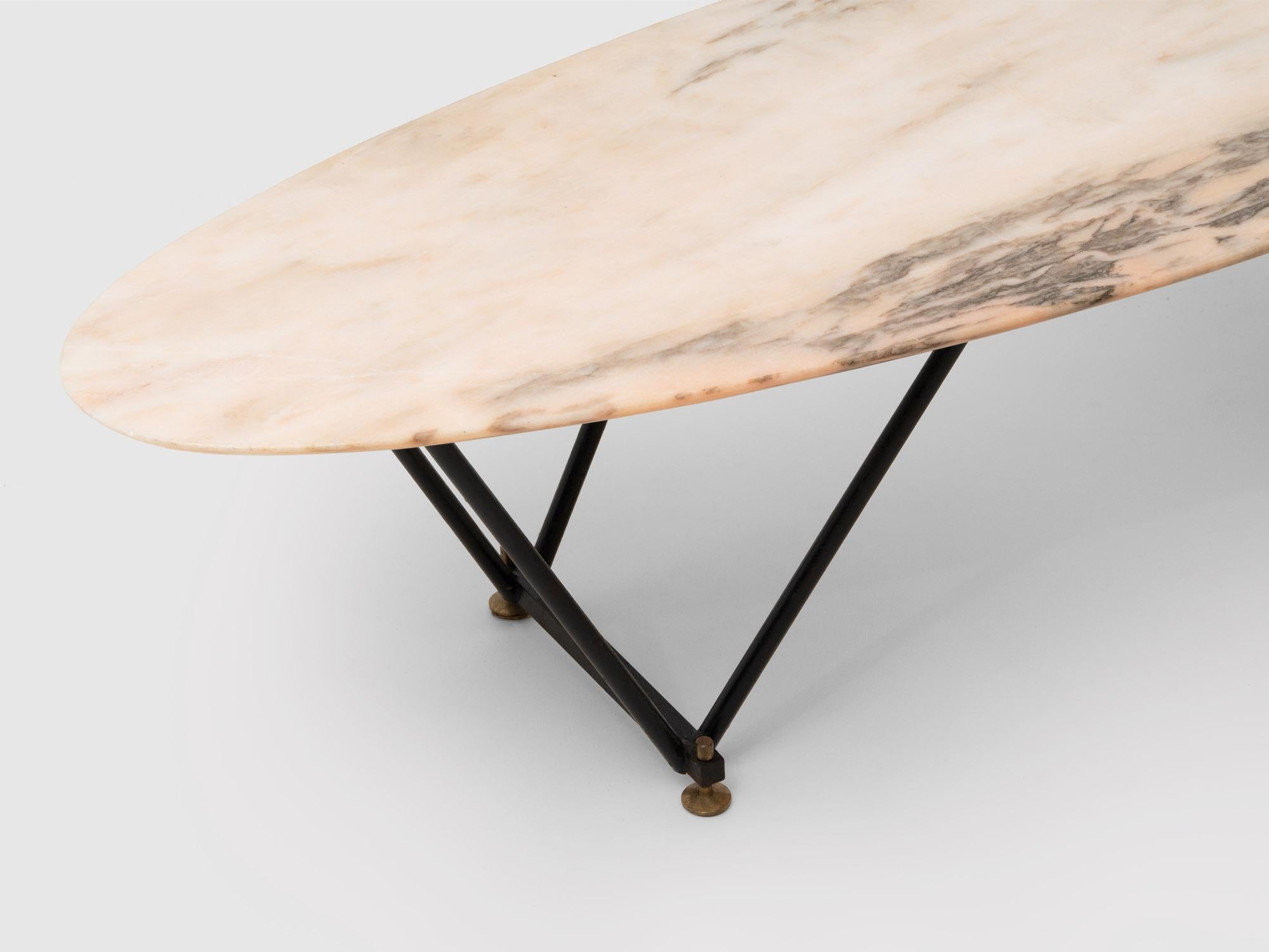 Italian Surfboard Marble Coffee Table, 1950s In Good Condition In Tarnowskie Gory, Sląskie