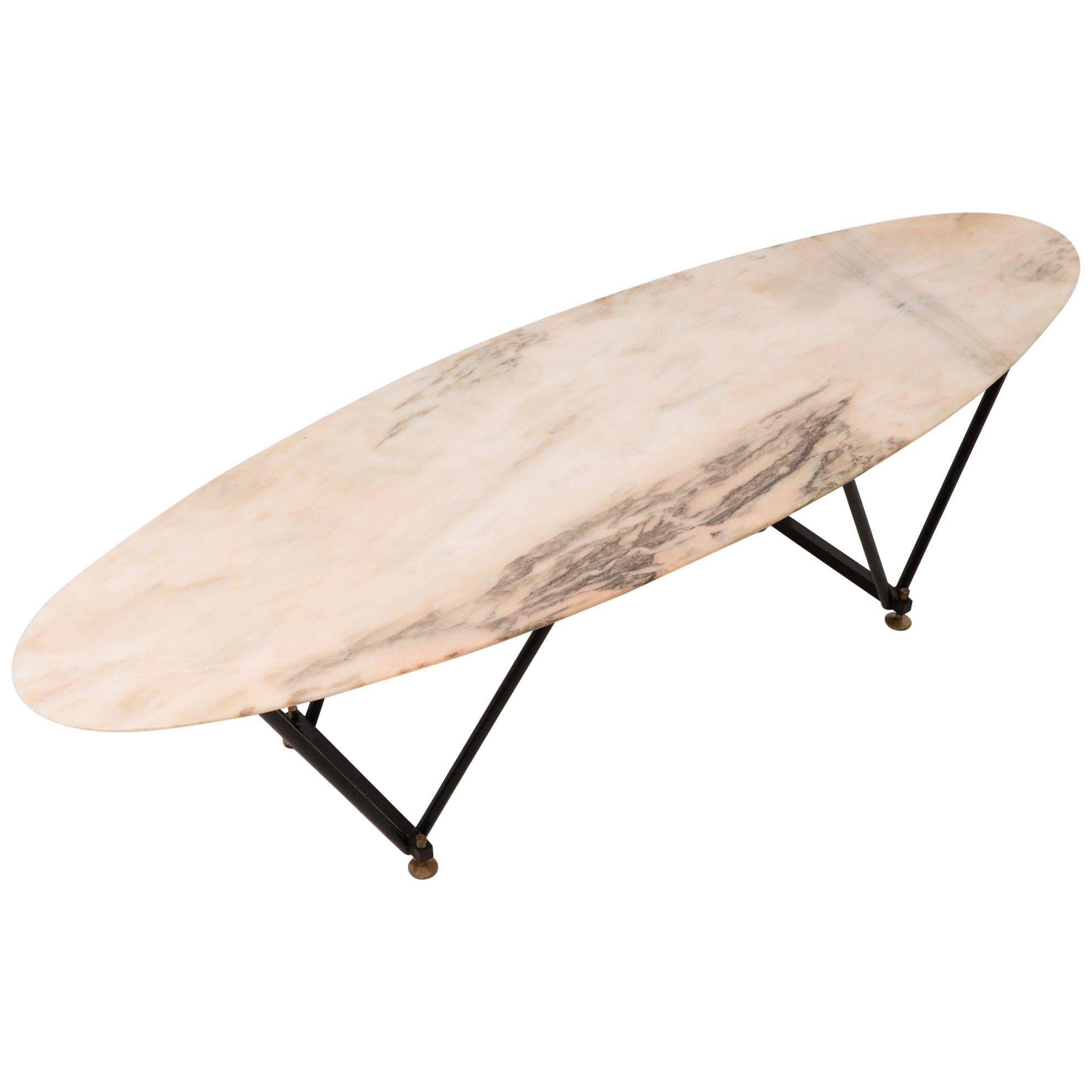 Italian Surfboard Marble Coffee Table, 1950s