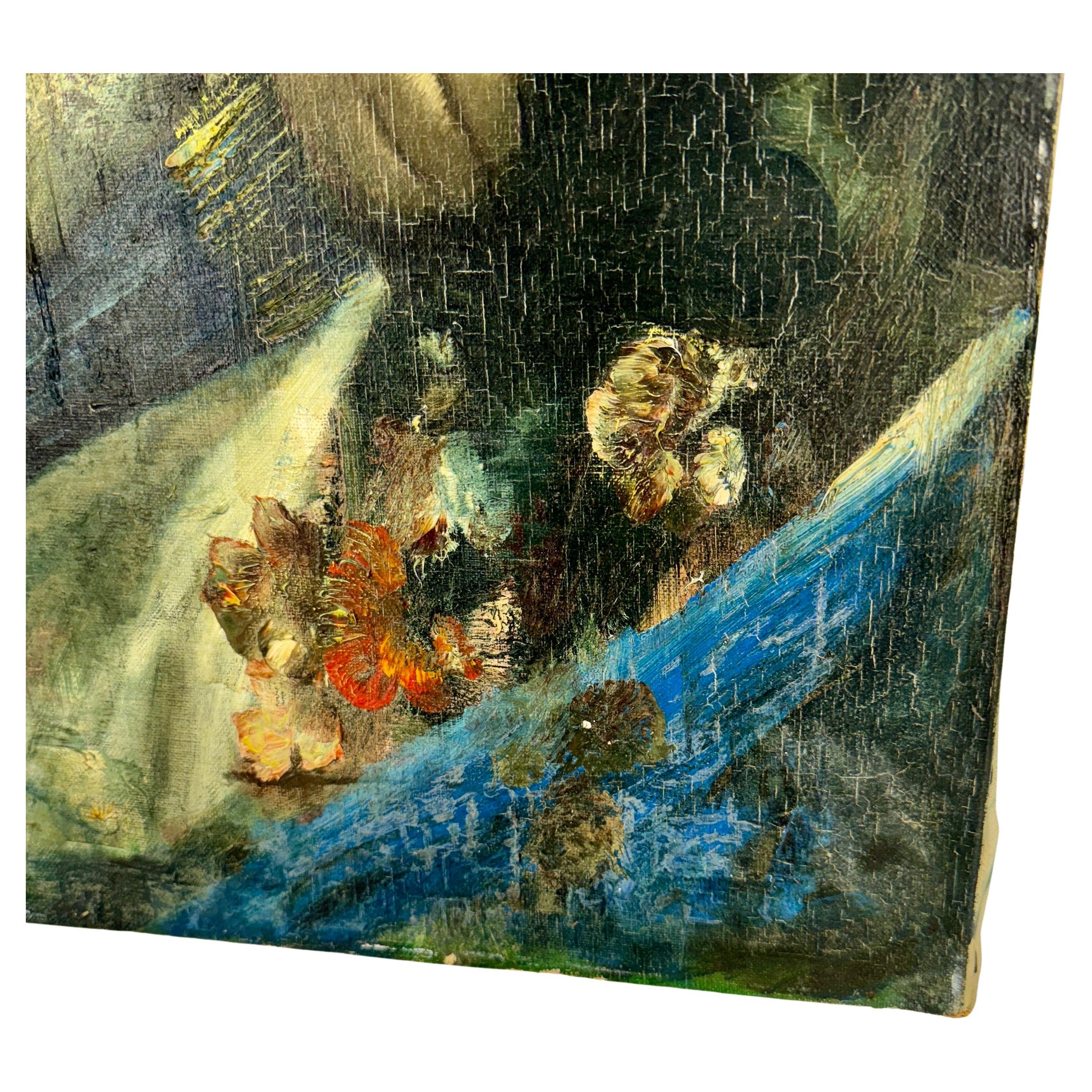 Peinture à l'huile surréaliste italienne Jean Calogero représentant une jeune fille en vente 2