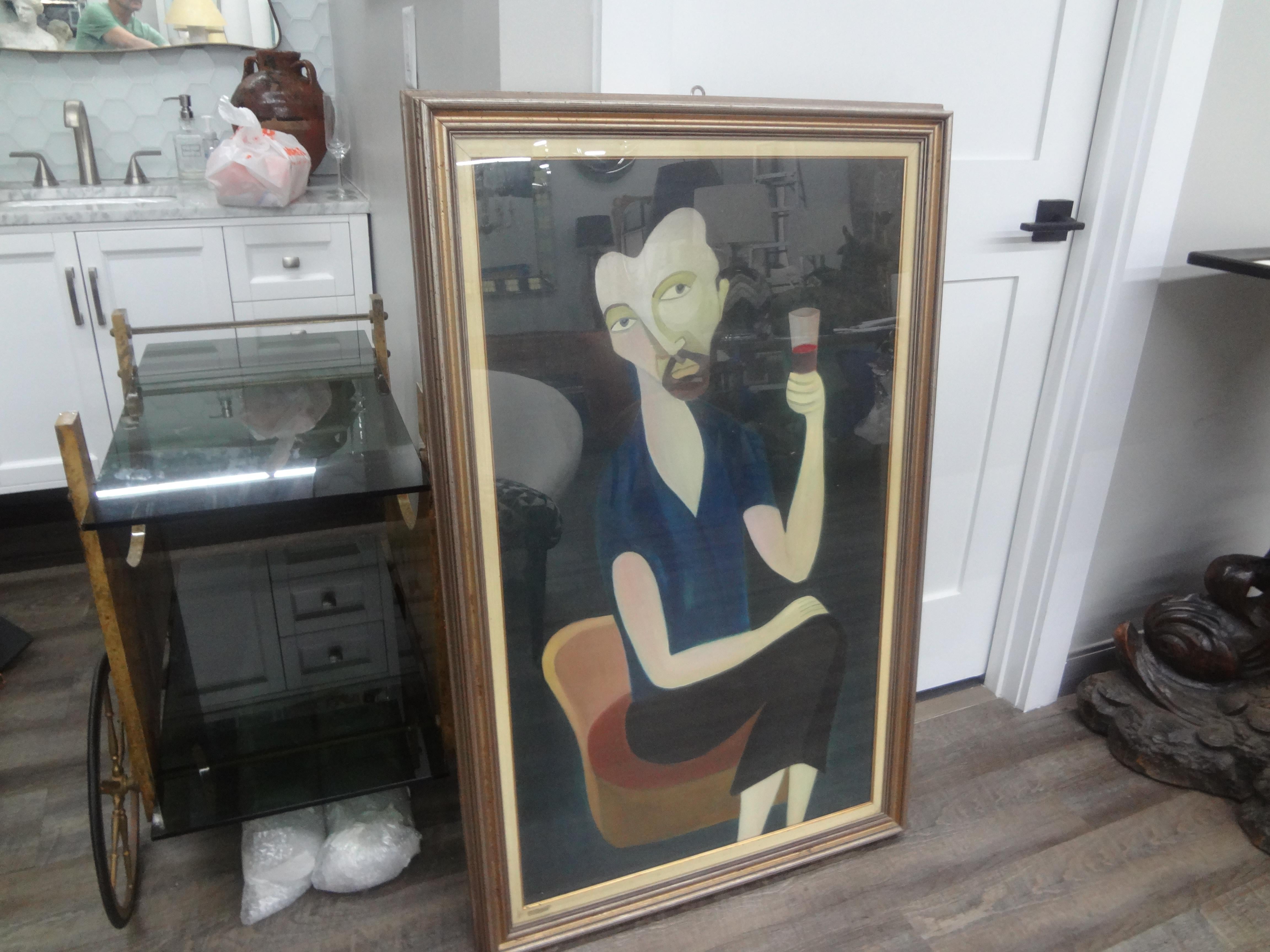Pintura al óleo surrealista italiana sobre lienzo según Modigliani en venta 2