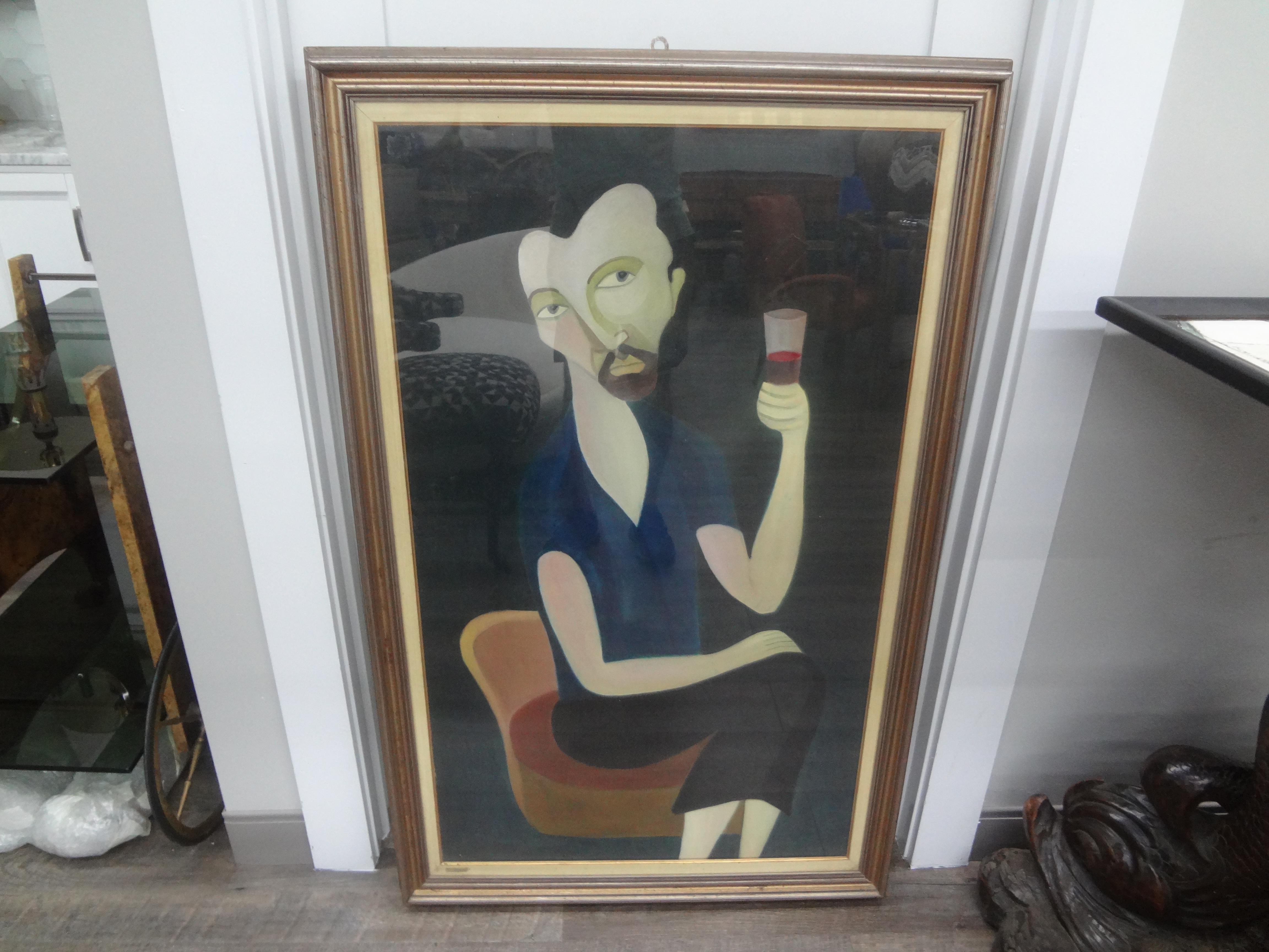 Late 20th Century Italian Surrealist Oil Painting on Canvas After Modigliani For Sale