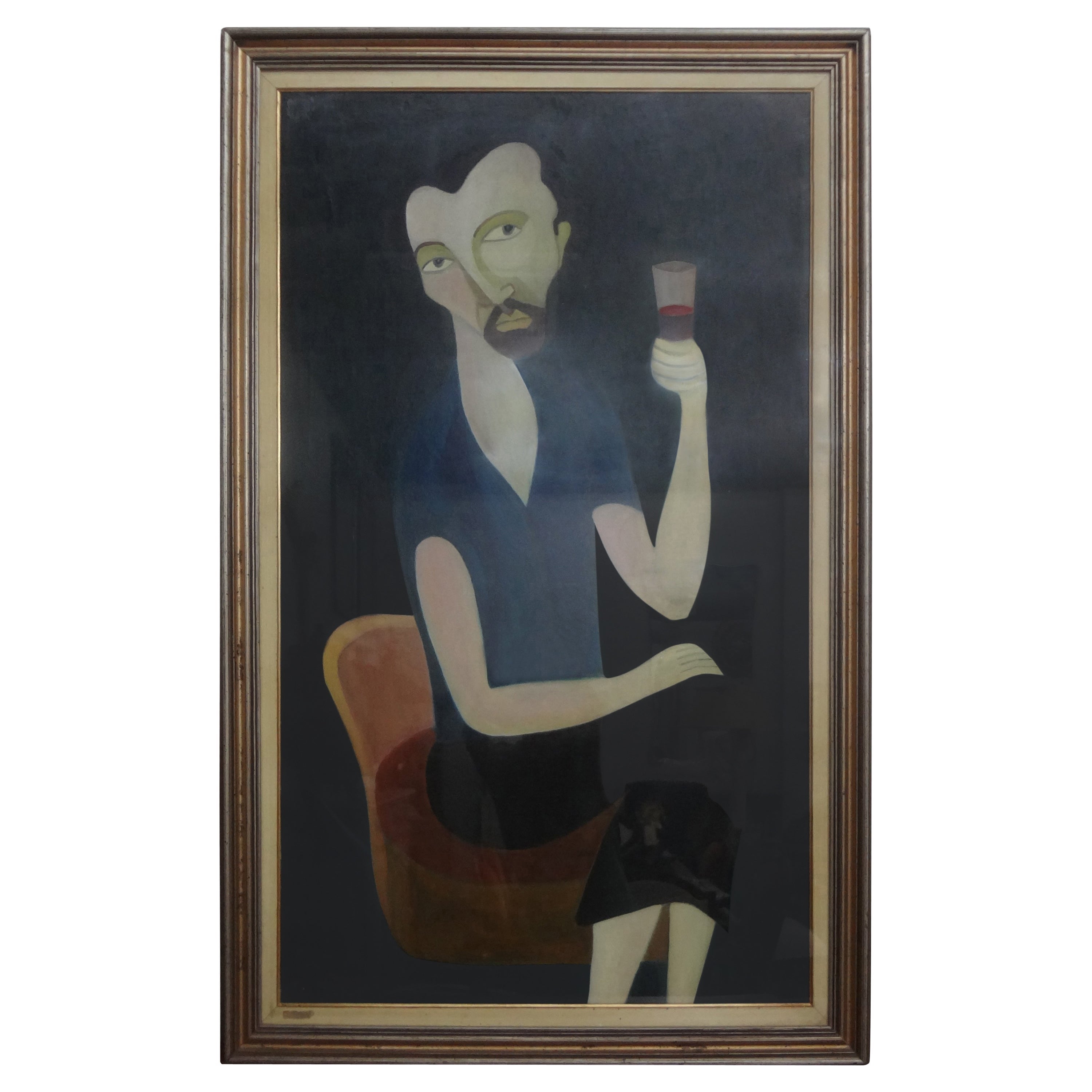 Italienisches surrealistisches Ölgemälde auf Leinwand nach Modigliani im Angebot