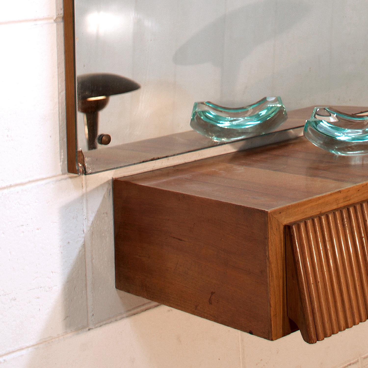 Italian Suspended Consolle Toilette with Mirror by Pierluigi Giordani, 1950s 5