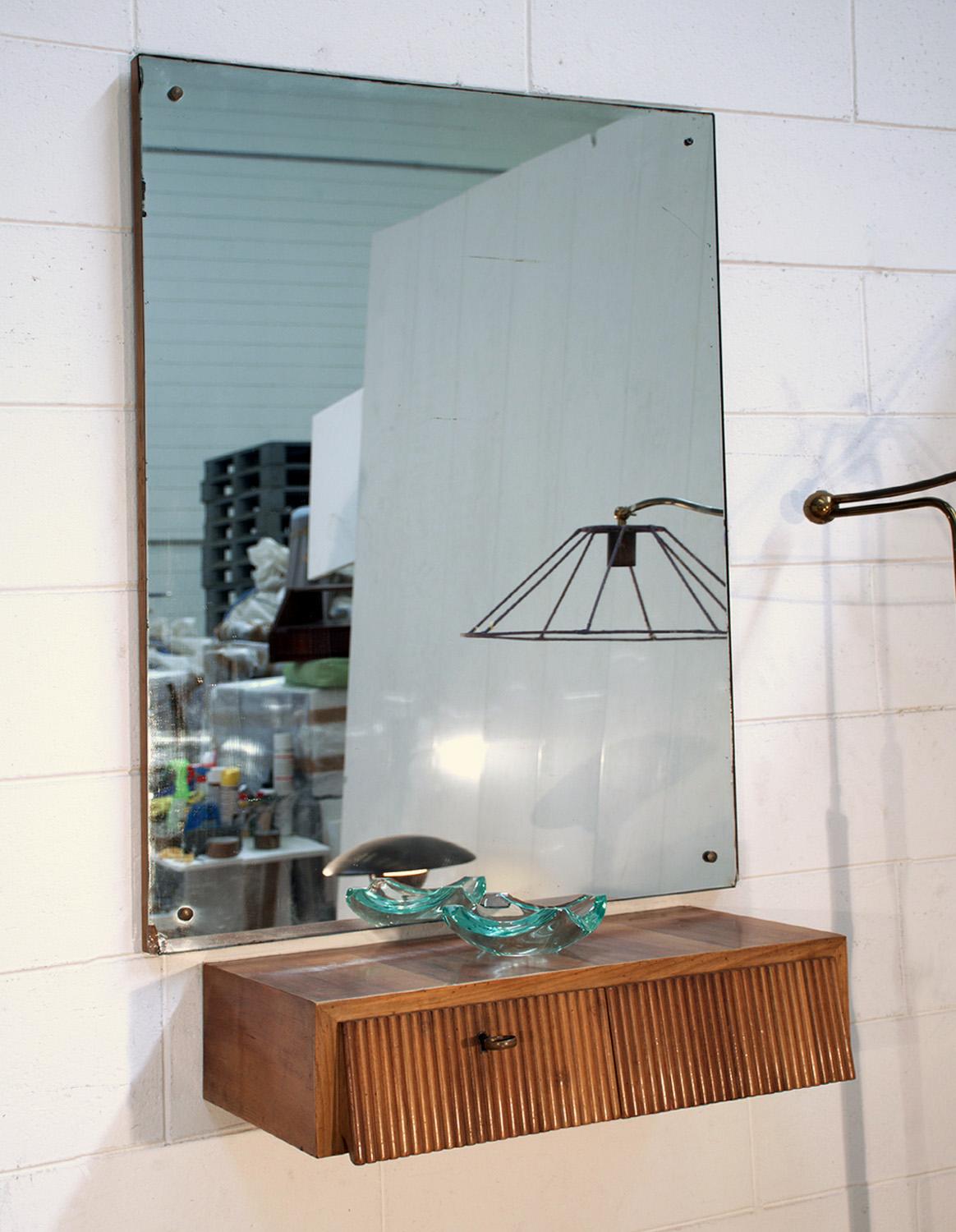 Italian Suspended Consolle Toilette with Mirror by Pierluigi Giordani, 1950s (Italienisch)