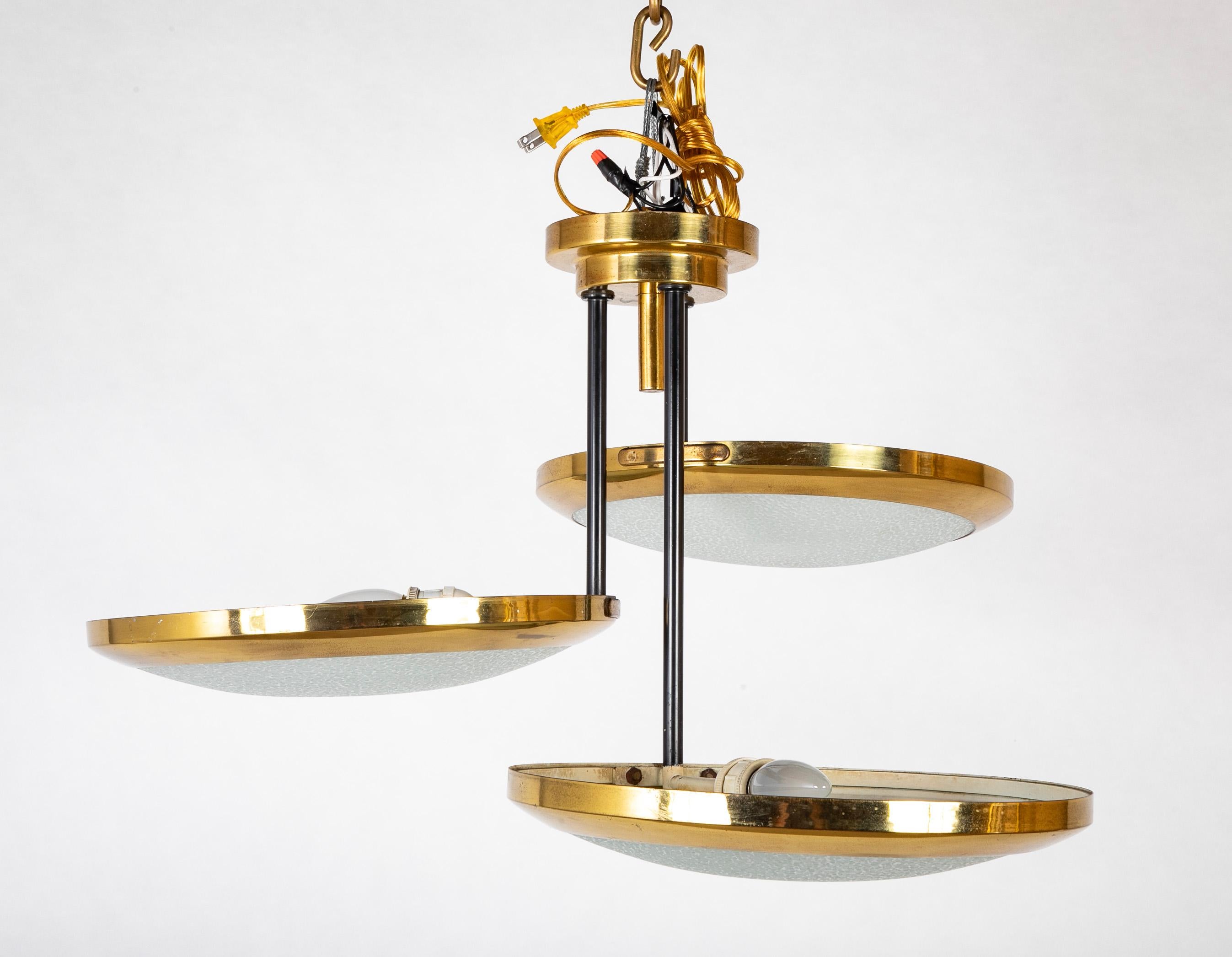 Brass Italian Suspended Light Fixture by Stilnovo For Sale
