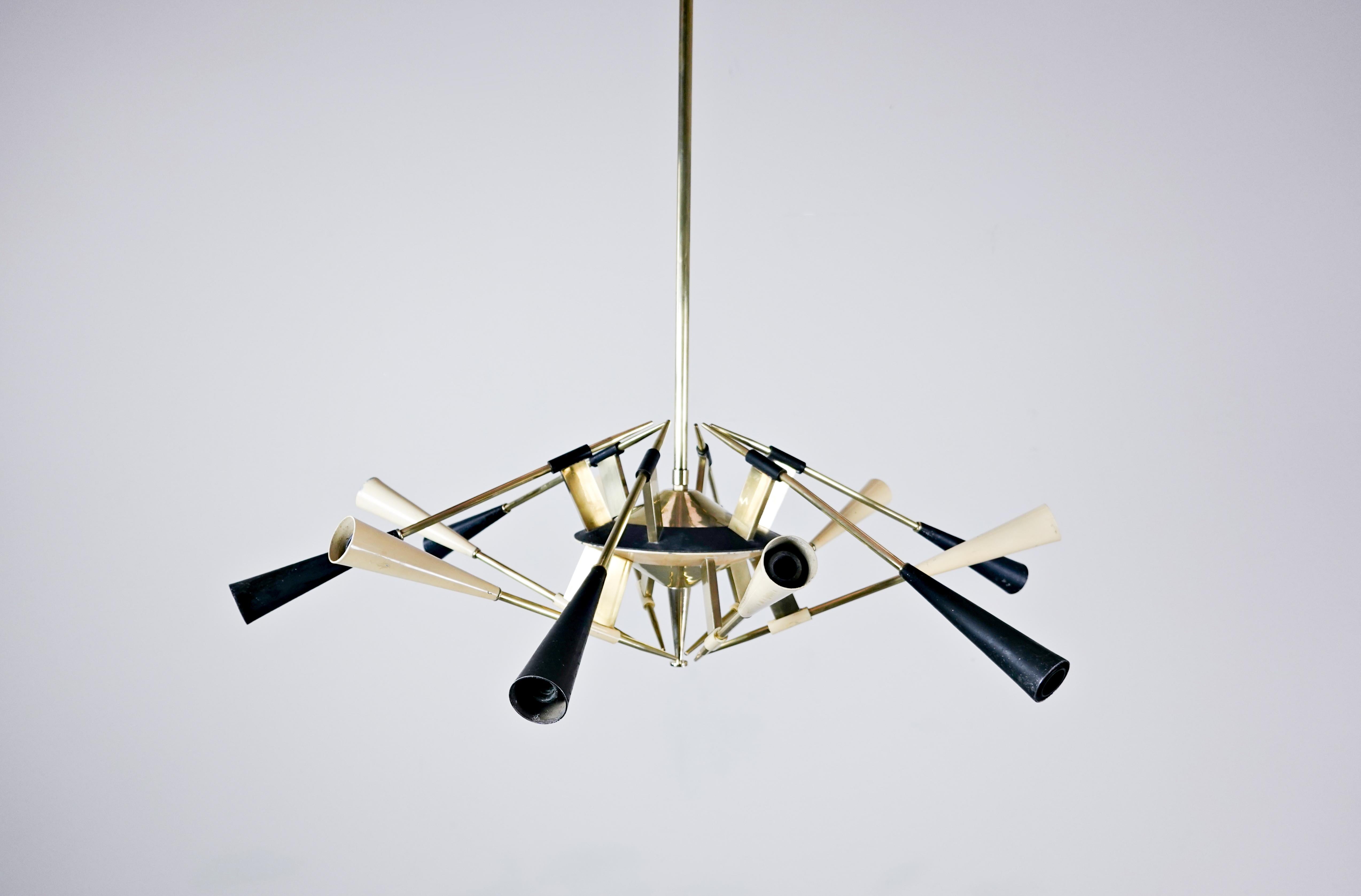 Mid-Century Modern Italian Suspension by Oscar Torlasco, 1950s For Sale 9