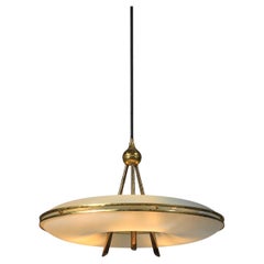 Italian suspension chandelier attributed to Pietro Chiesa glass and brass 