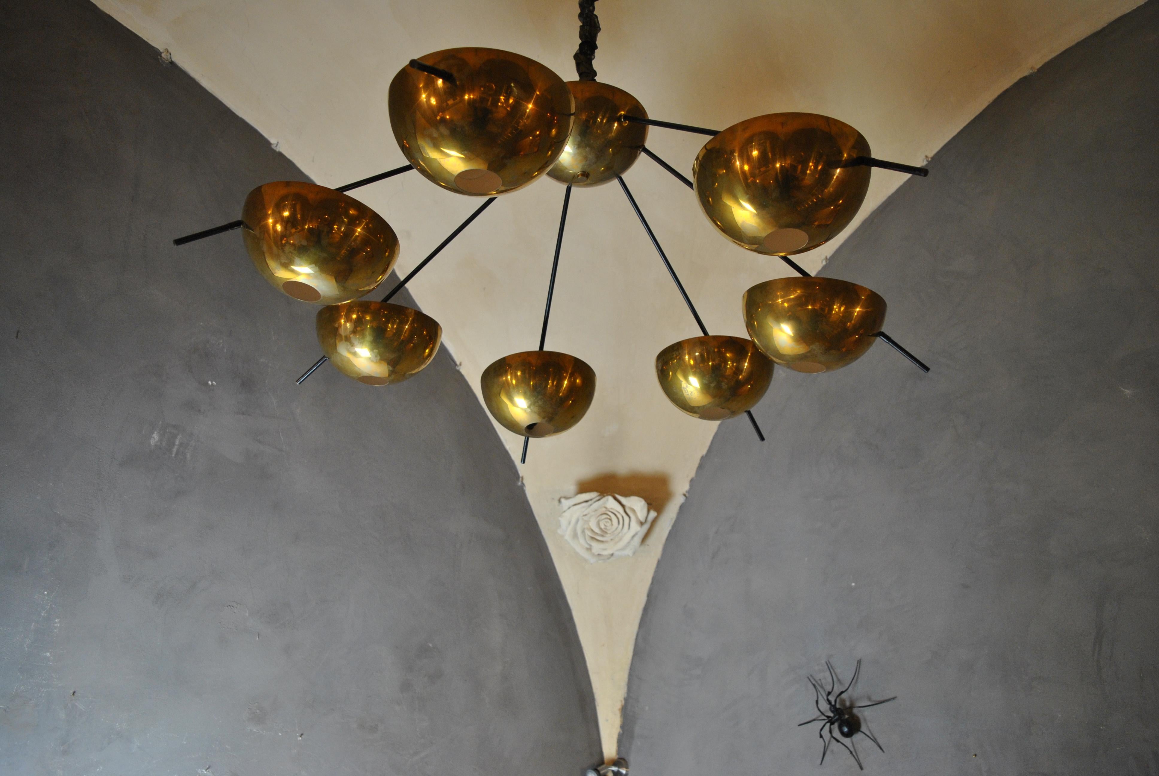 Modern Italian Suspension Chandelier in Brass by Cellule Creative Studio for Misia Arte For Sale