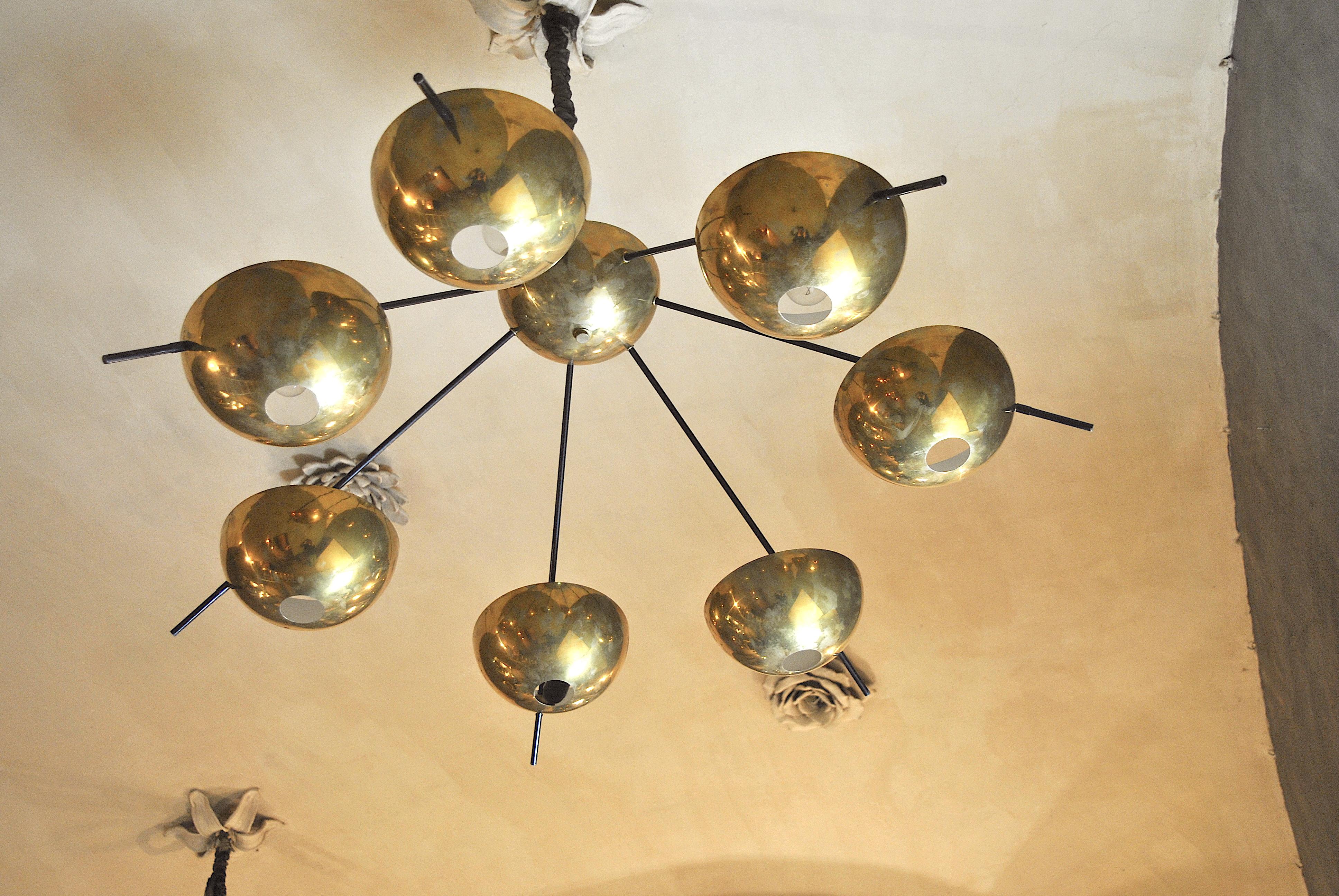 Contemporary Italian Suspension Chandelier in Brass by Cellule Creative Studio for Misia Arte For Sale