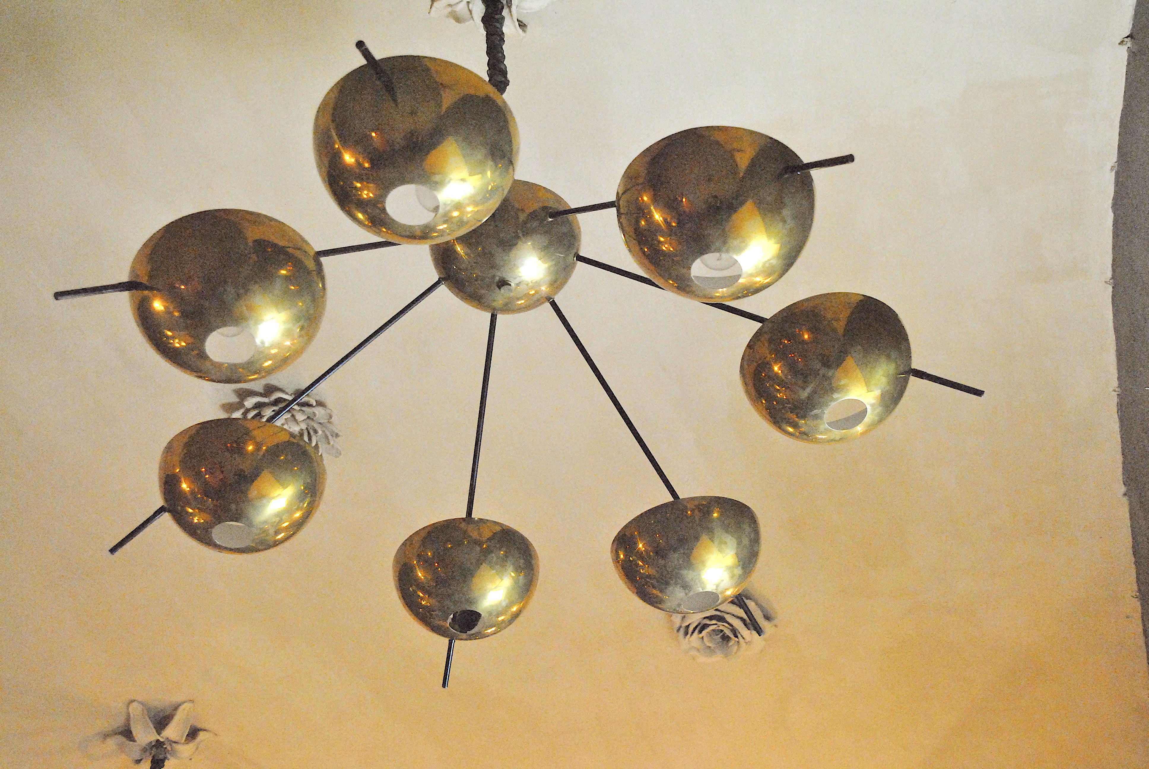 Aluminum Italian Suspension Chandelier in Brass by Cellule Creative Studio for Misia Arte For Sale